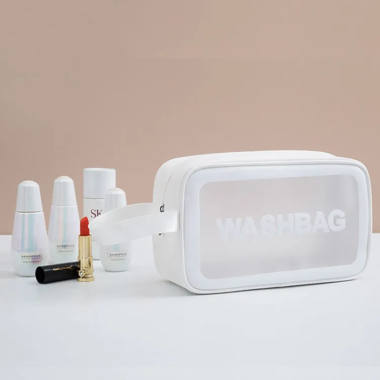 2 PCS Frosted Translucent Waterproof Storage Bag Cosmetic Bag Swimming Bag Wash Bag White M