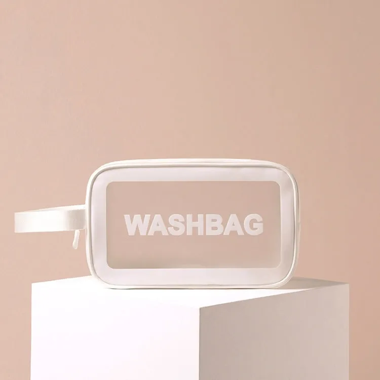 2 PCS Frosted Translucent Waterproof Storage Bag Cosmetic Bag Swimming Bag Wash Bag White M