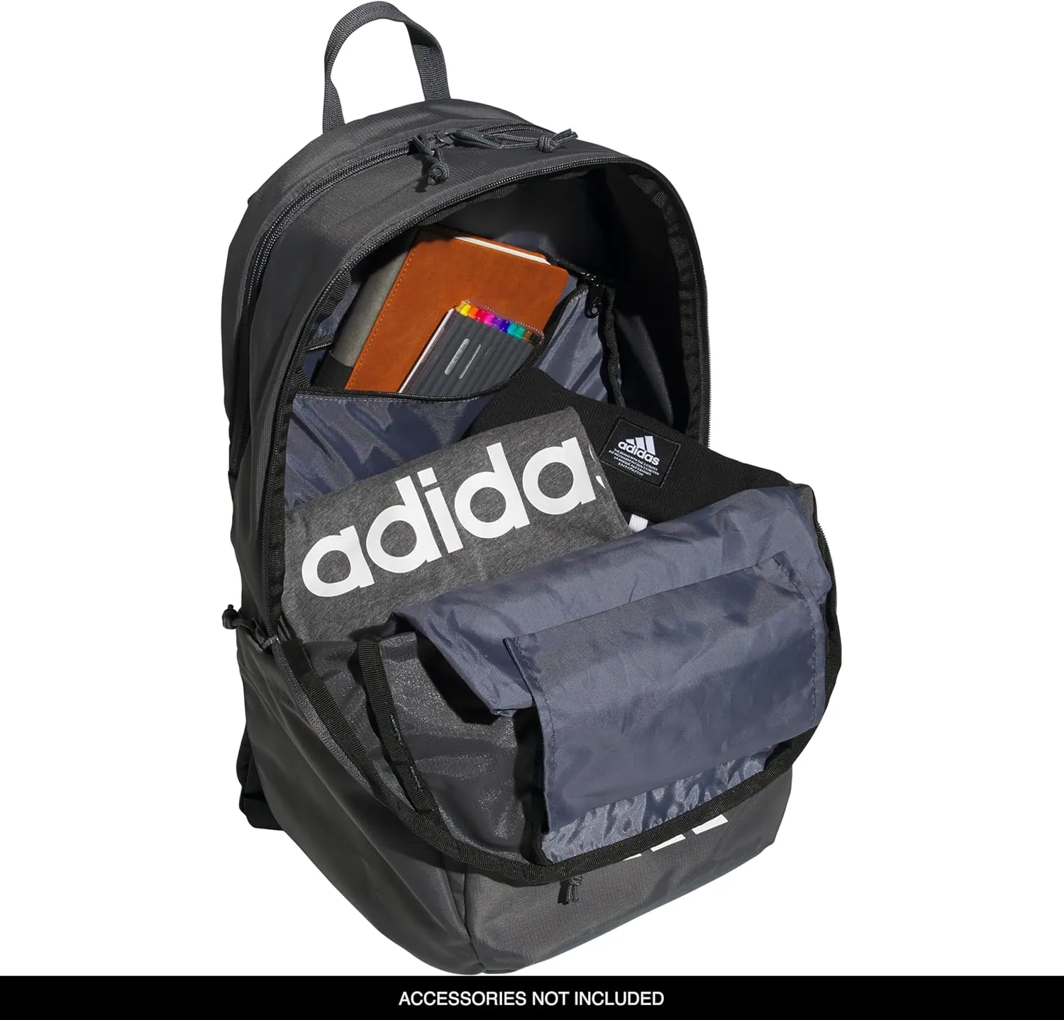 adidas Defender 5 Team Sports Backpack (33L) Durable Large Athletic Gym Laptop Travel Bag, Dark Grey, One Size