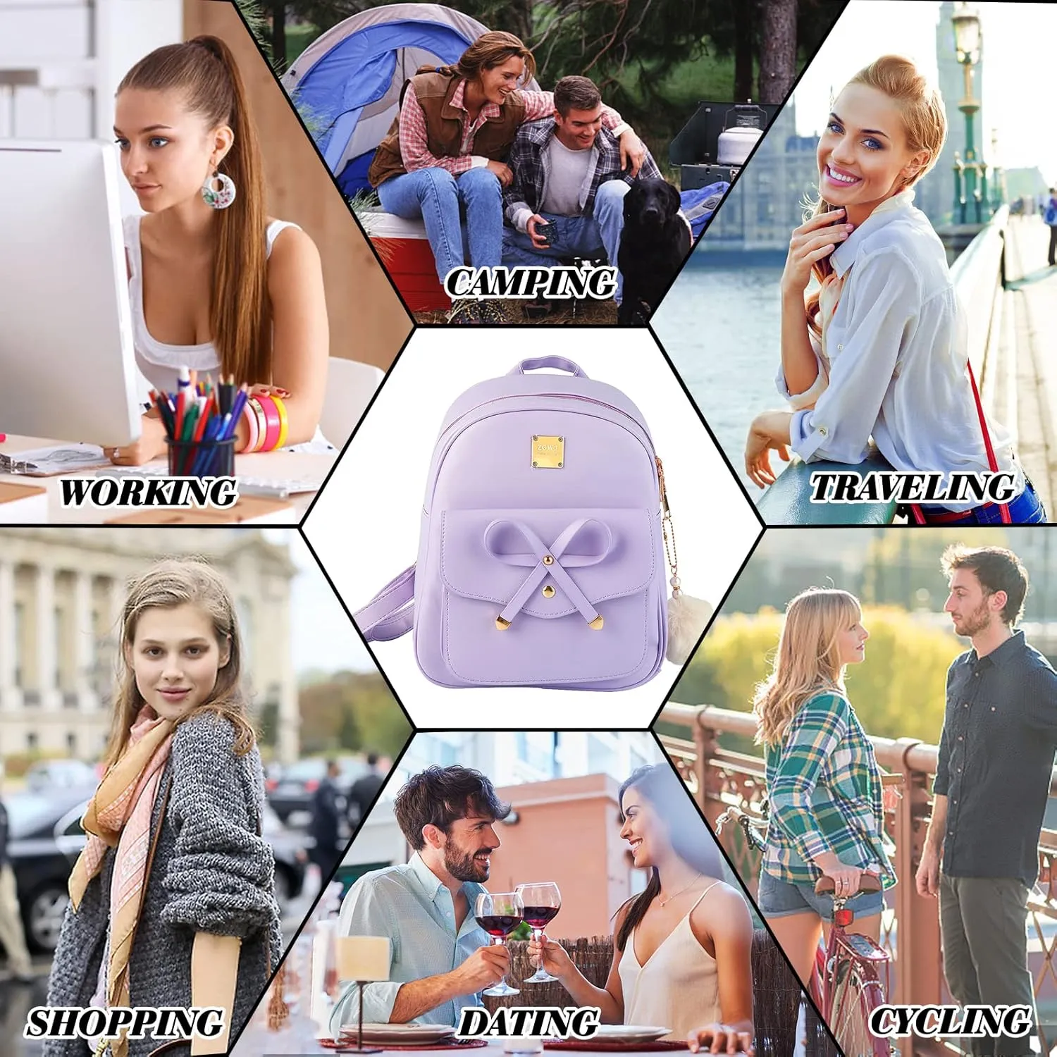 Aogist Mini Leather Backpack Purse 3-Pieces Fashion Bowknot Zipper Bags Cute Casual Travel Daypacks for and Women