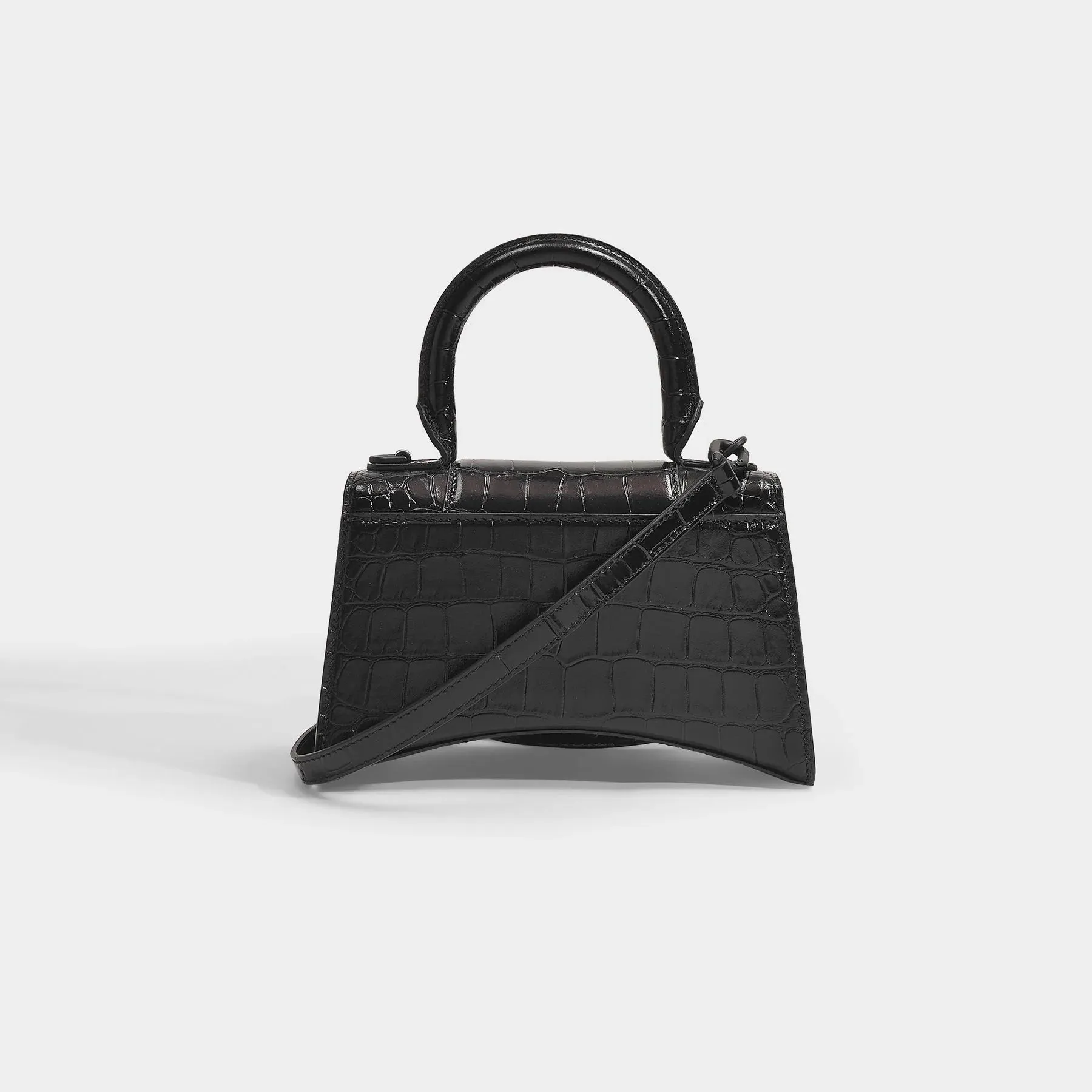 BALENCIAGA CROC EMBOSSED LEATHER HOURGLASS XS CROSSBODY BAG