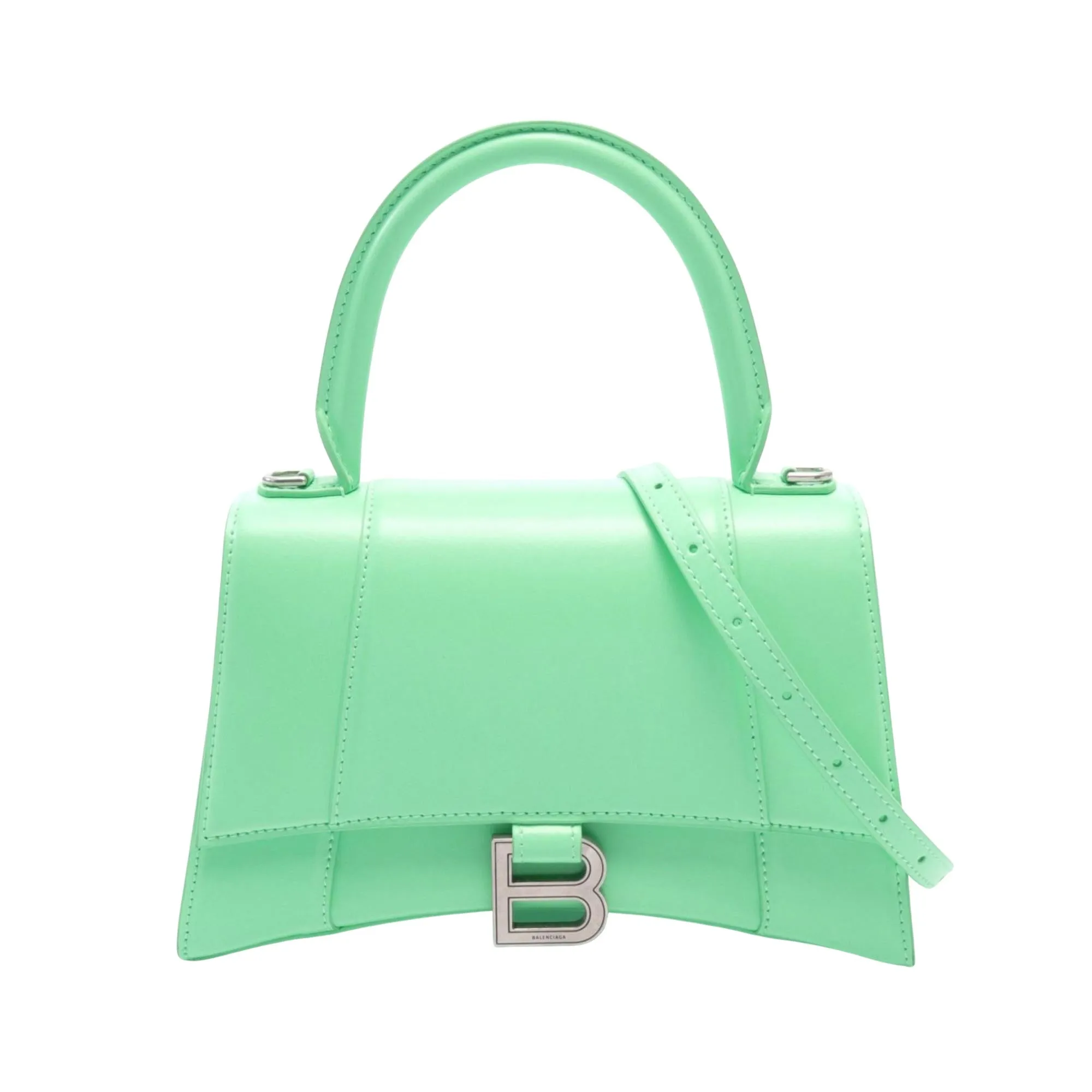 Balenciaga Hourglass Green Leather Bag