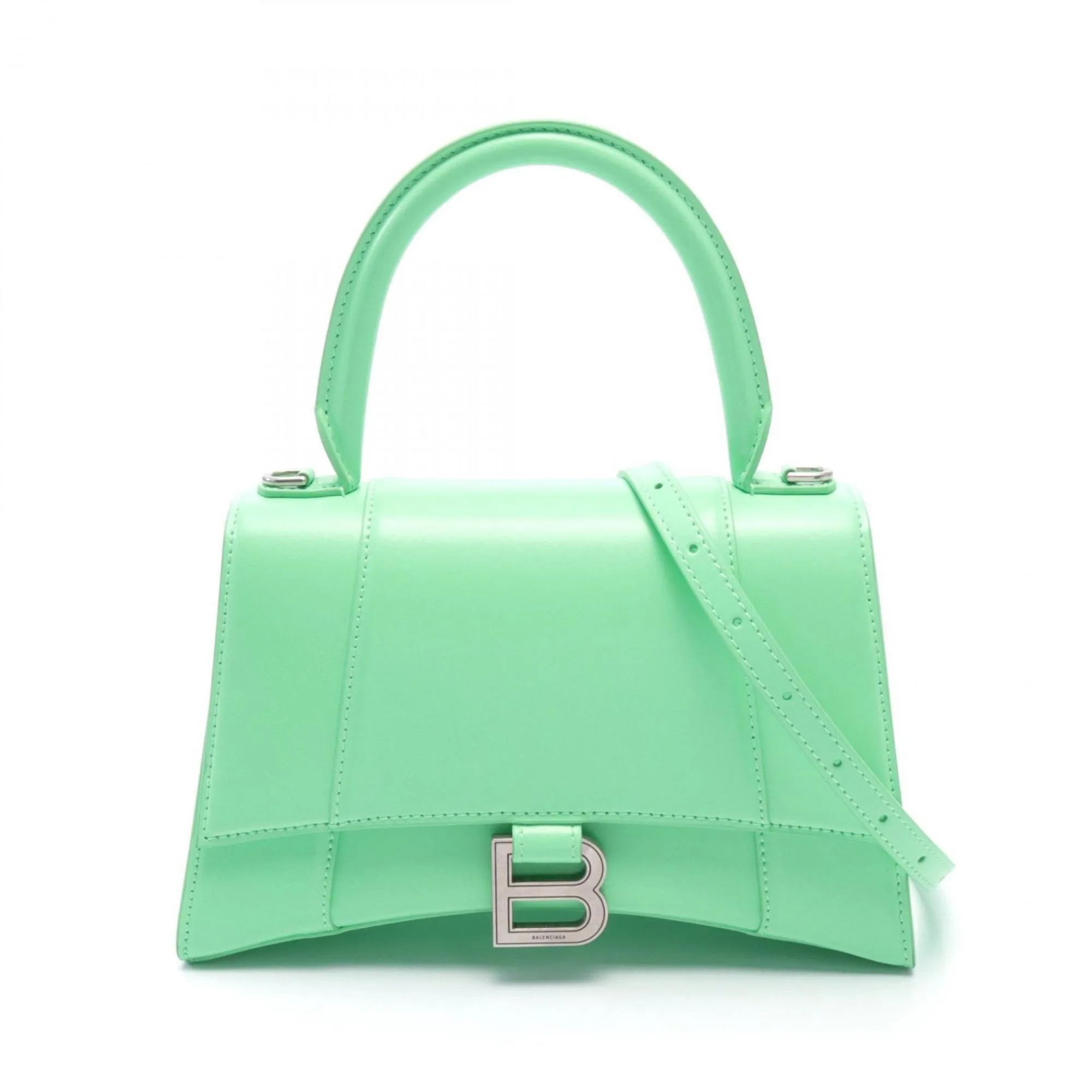 Balenciaga Hourglass Green Leather Bag