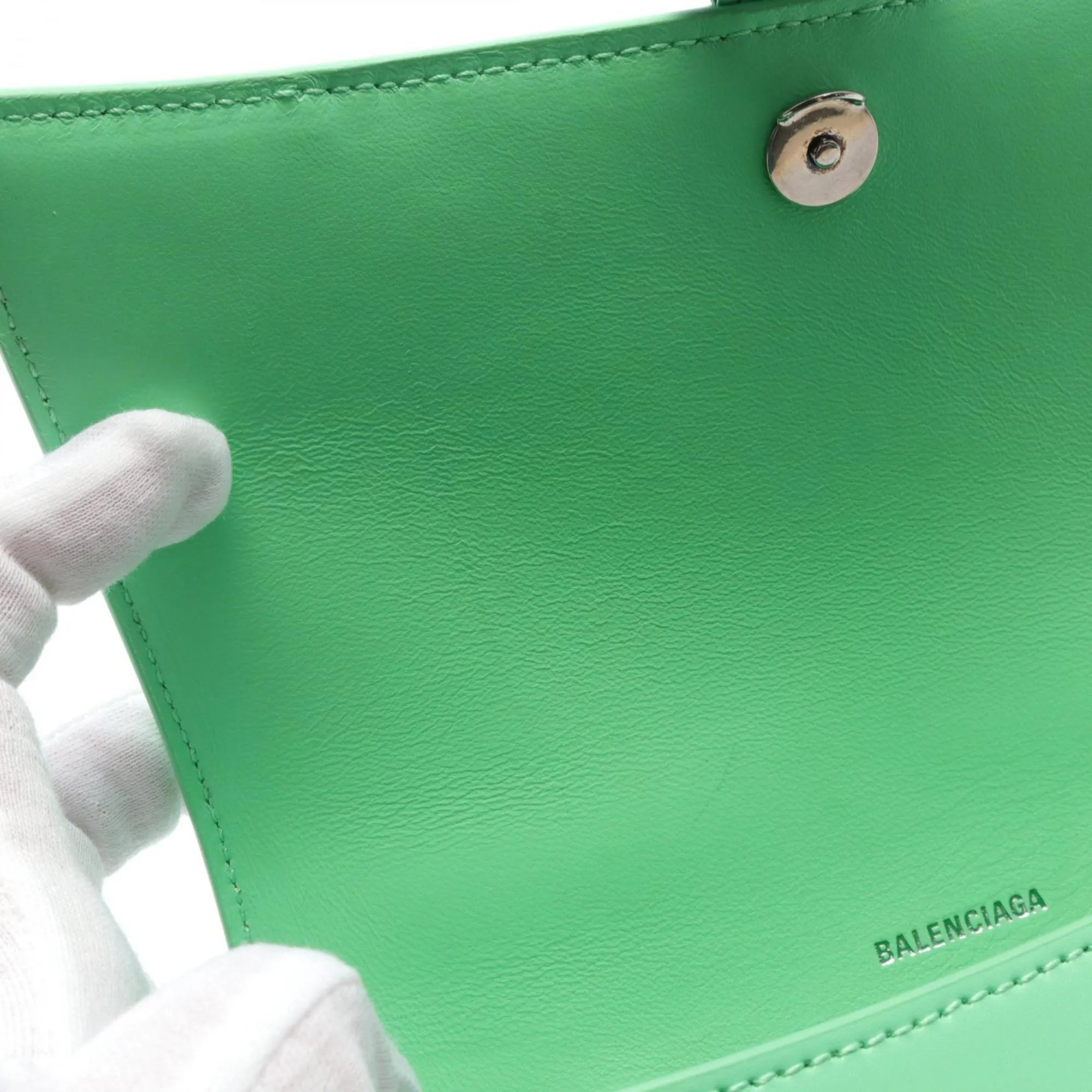 Balenciaga Hourglass Green Leather Bag