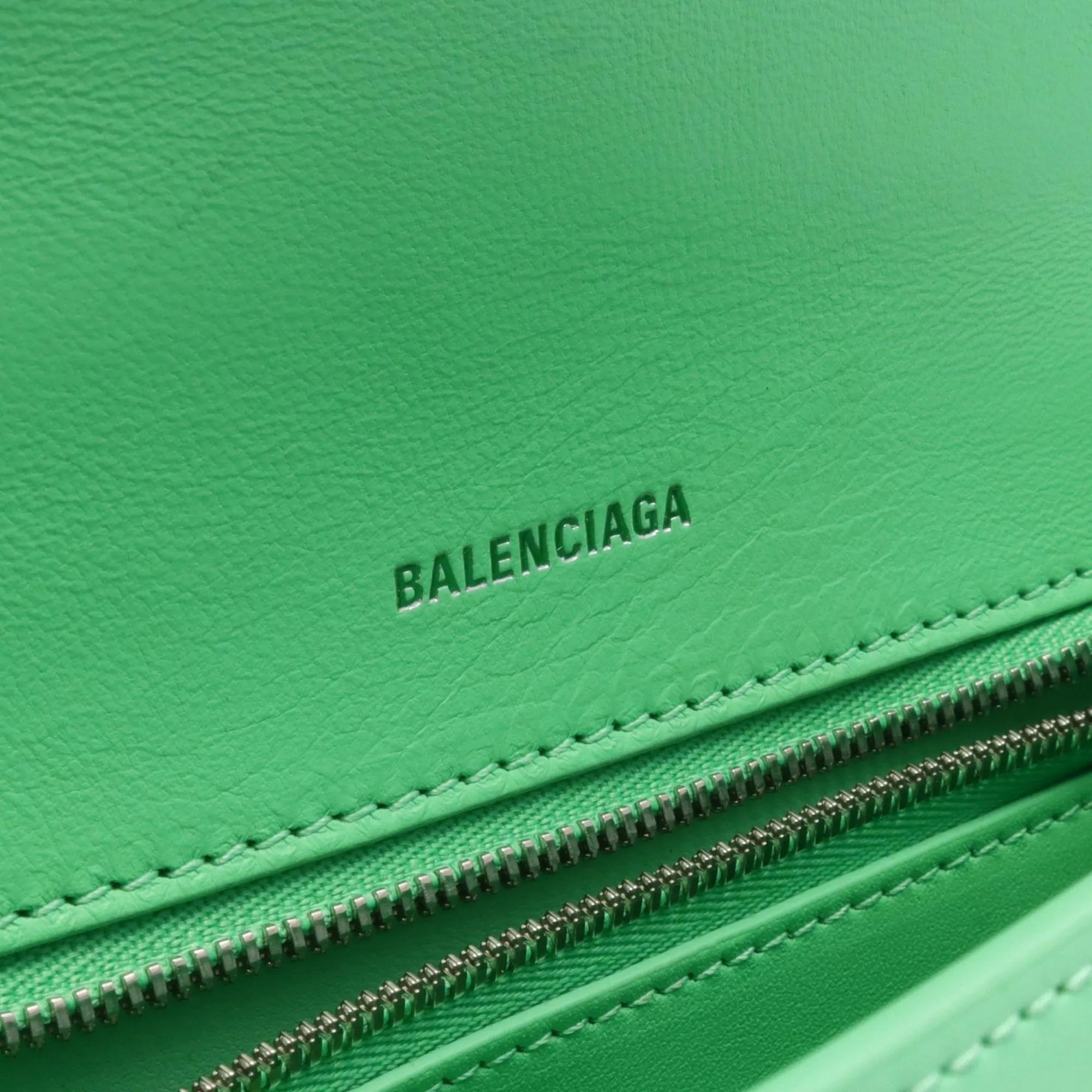 Balenciaga Hourglass Green Leather Bag