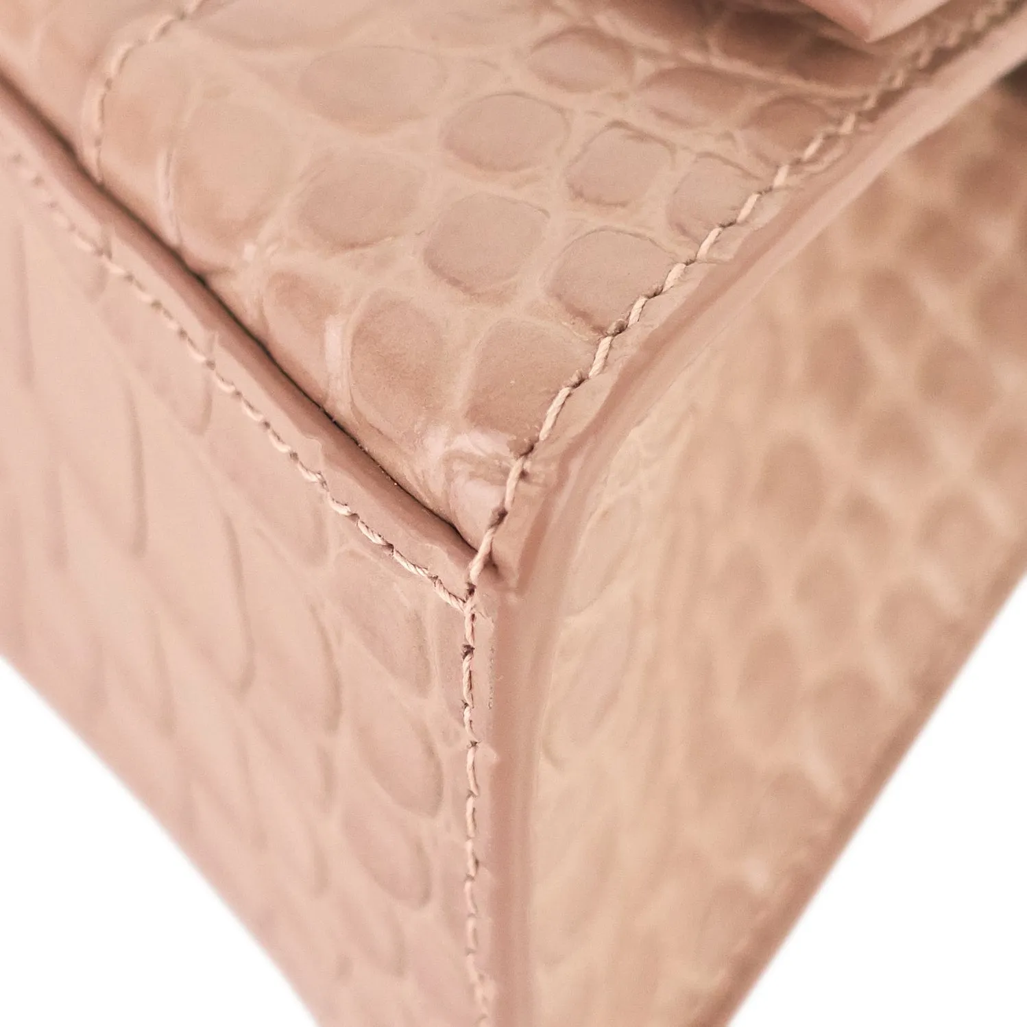 BALENCIAGA Hourglass XS Croc Embossed Leather Top Handle Bag