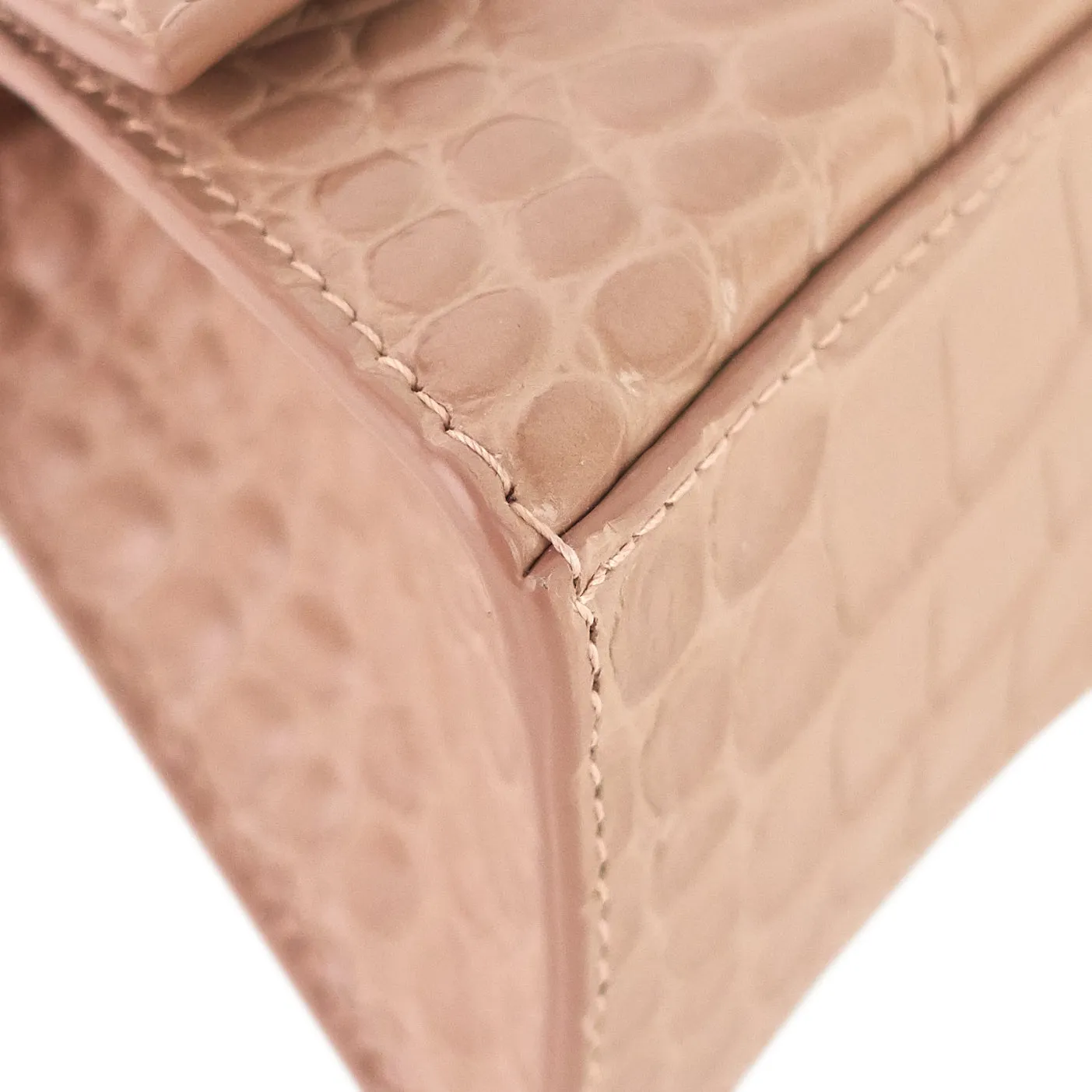 BALENCIAGA Hourglass XS Croc Embossed Leather Top Handle Bag