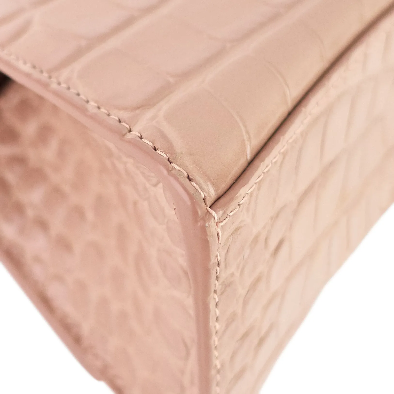 BALENCIAGA Hourglass XS Croc Embossed Leather Top Handle Bag