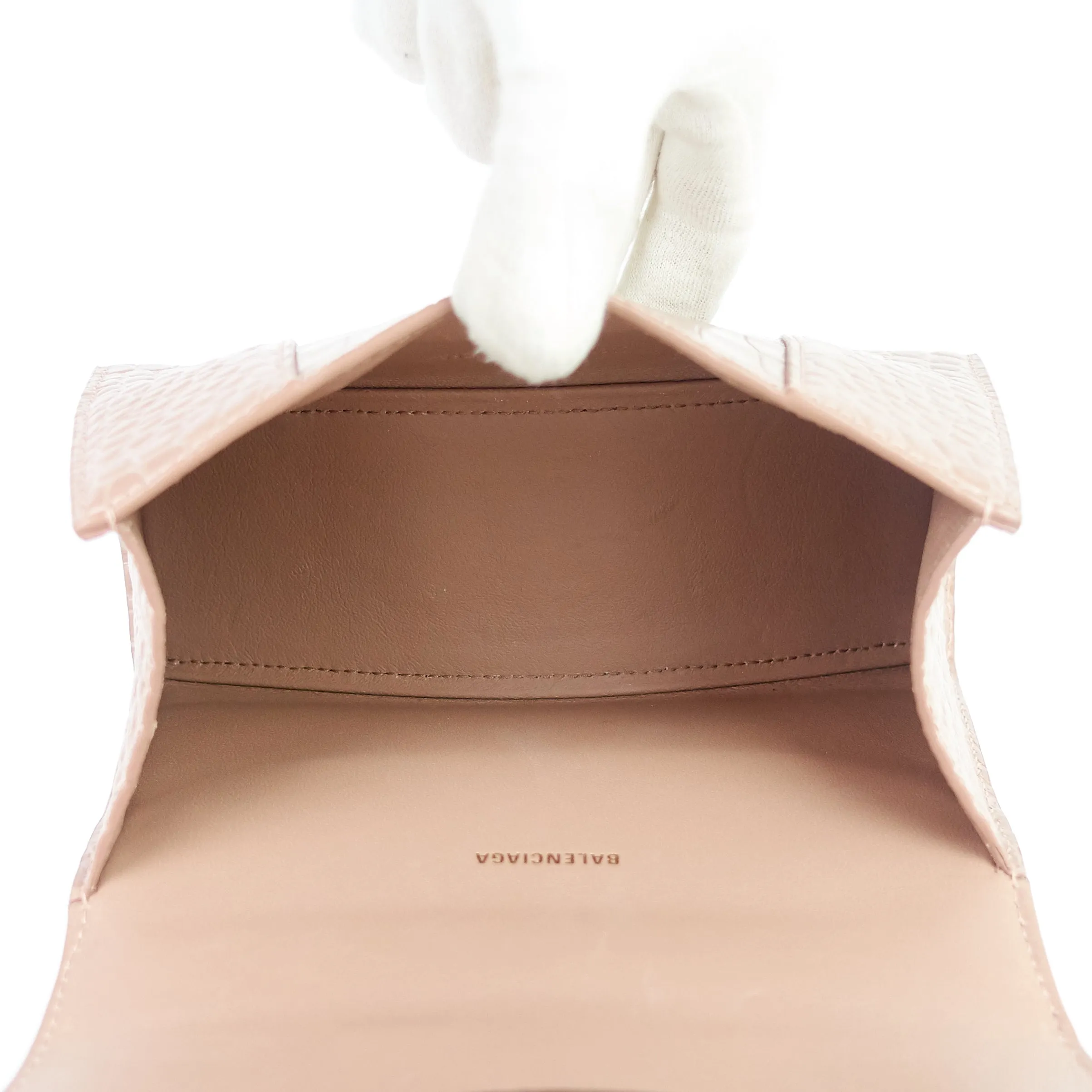 BALENCIAGA Hourglass XS Croc Embossed Leather Top Handle Bag