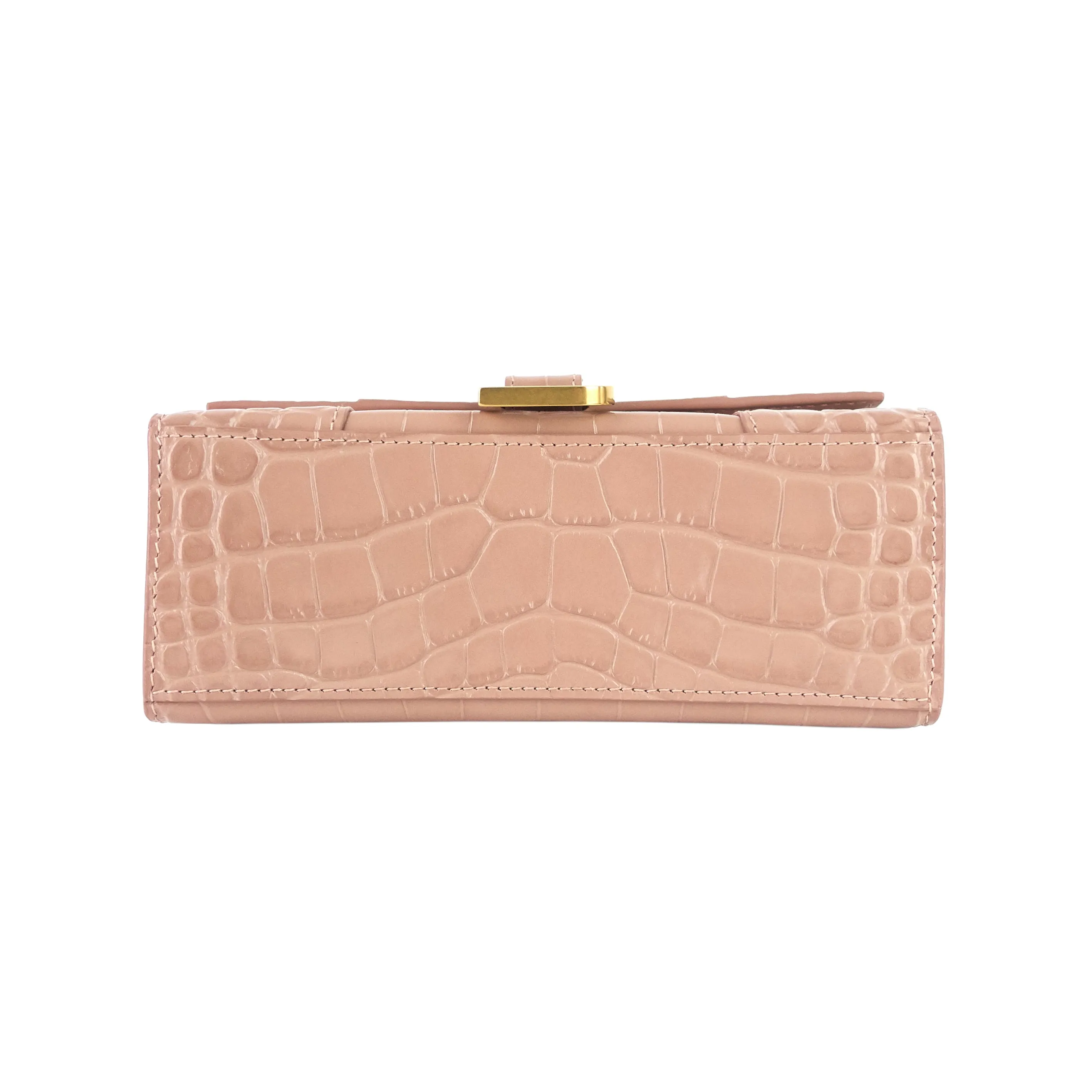 BALENCIAGA Hourglass XS Croc Embossed Leather Top Handle Bag
