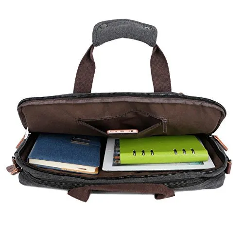 Baosha Bc-07 17Inch Canvas Laptop Computer Bag Messenger Bag Multicompartment Briefcase (Black)