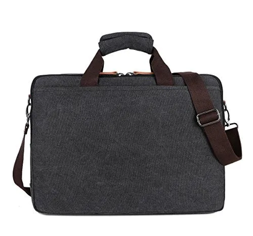 Baosha Bc-07 17Inch Canvas Laptop Computer Bag Messenger Bag Multicompartment Briefcase (Black)