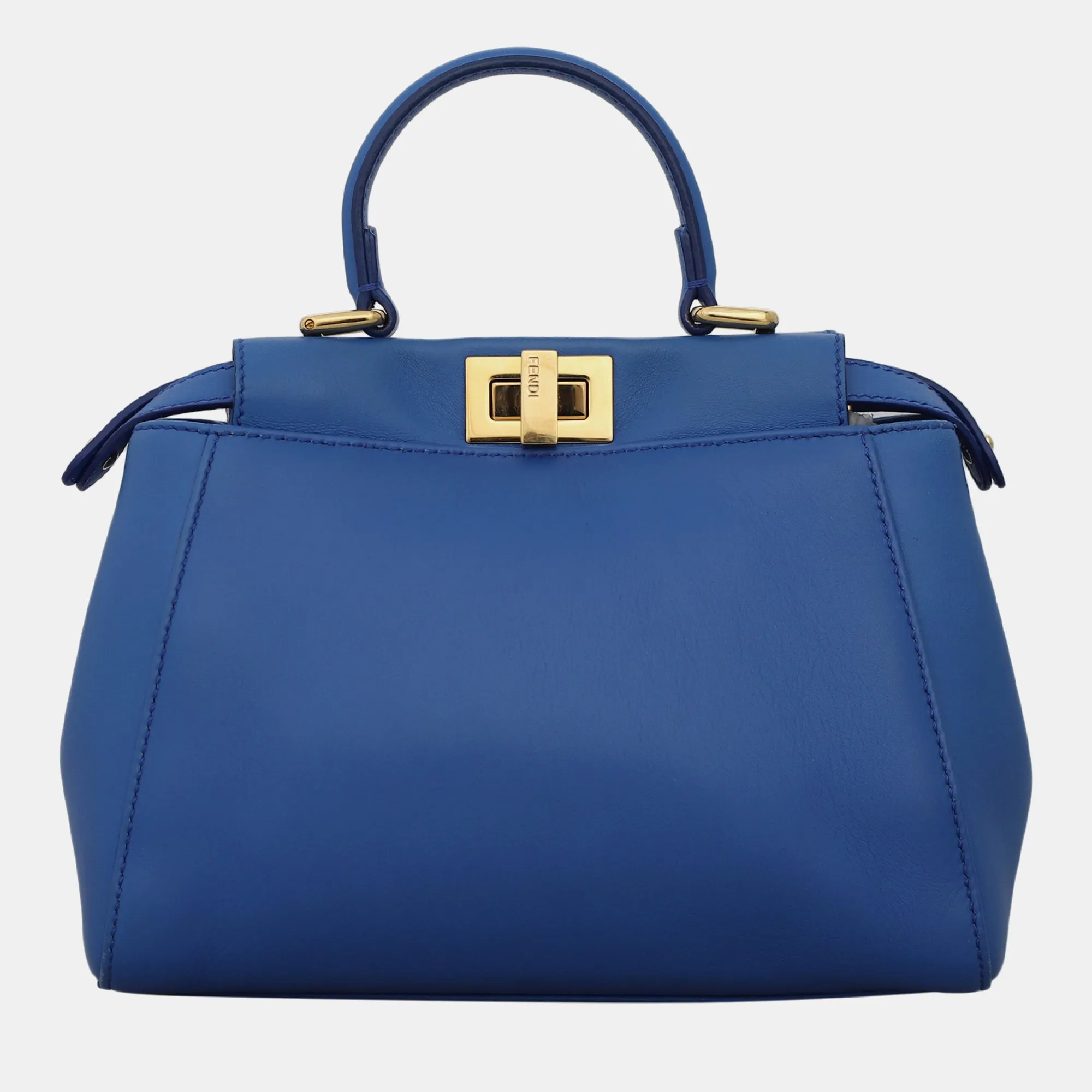 Blue Leather Mini Peekaboo Top Handle Bag