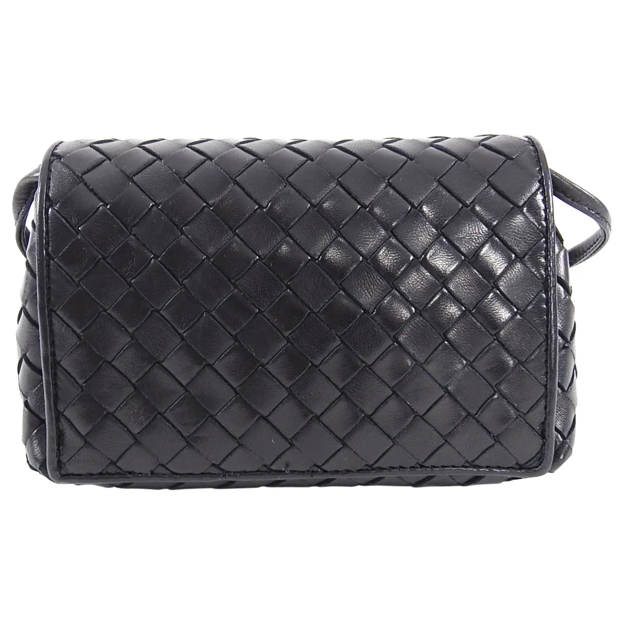 Bottega Veneta Vintage Mini Intrecciato Black Leather Crossbody Bag