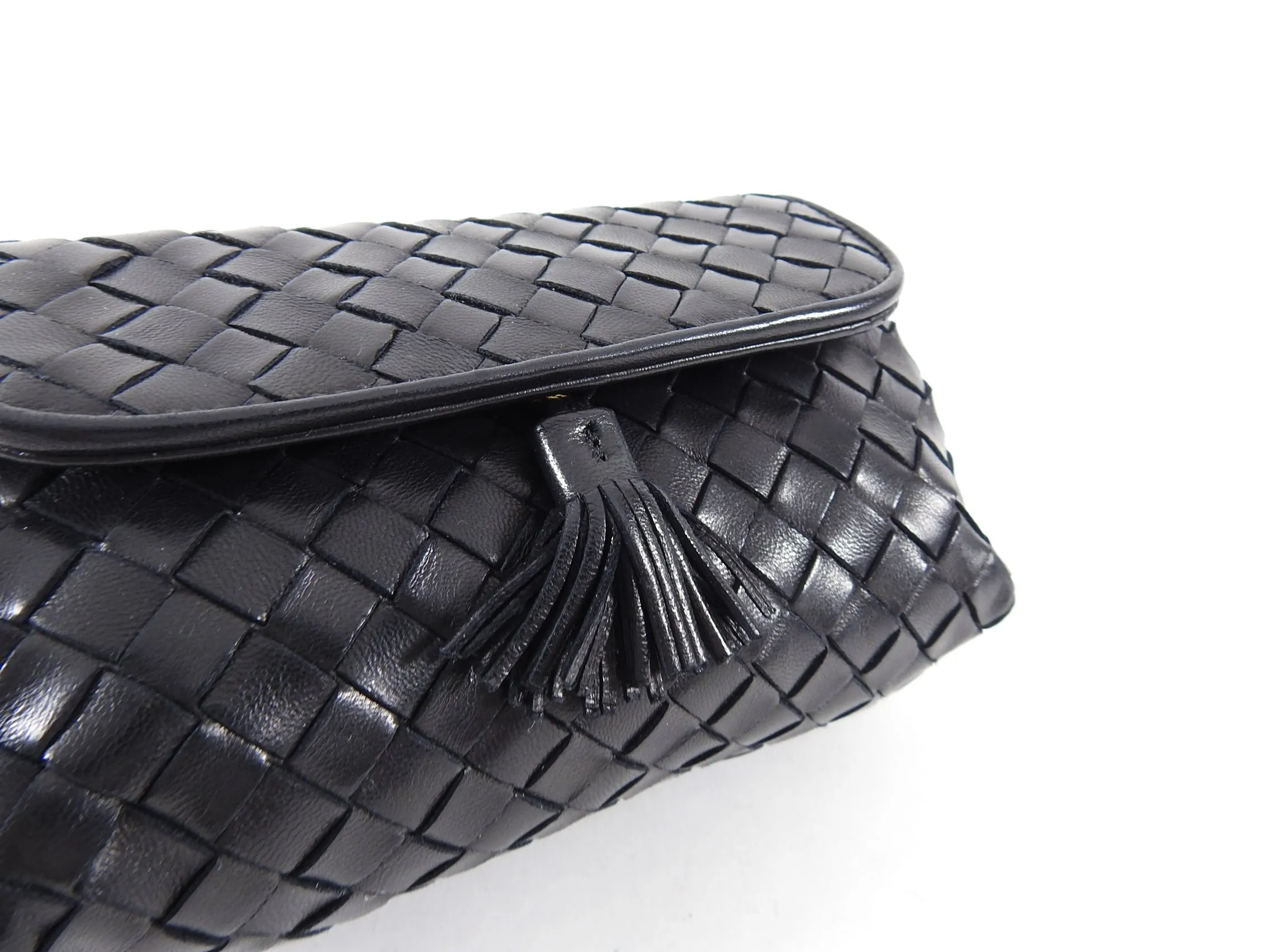 Bottega Veneta Vintage Mini Intrecciato Black Leather Crossbody Bag