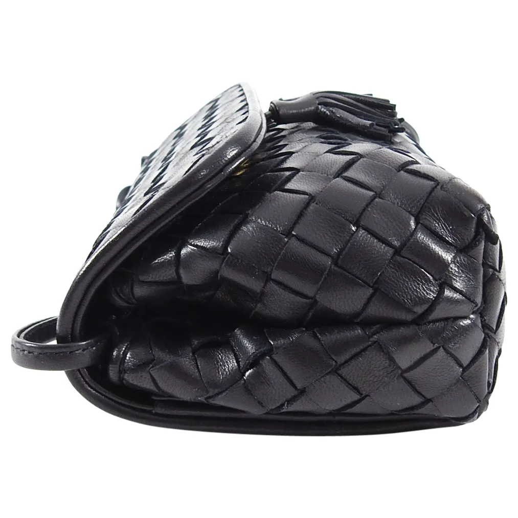 Bottega Veneta Vintage Mini Intrecciato Black Leather Crossbody Bag
