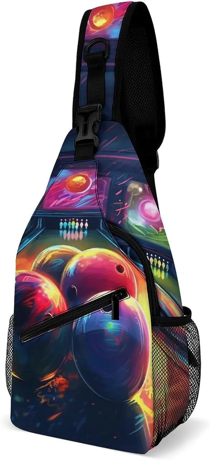 Bowling Balls Crossbody Sling Bag for Women Men Sling Backpack Travel Chest Bag Pack Man Purse Shoulder Bags Daypack for Travel Hiking Cycling