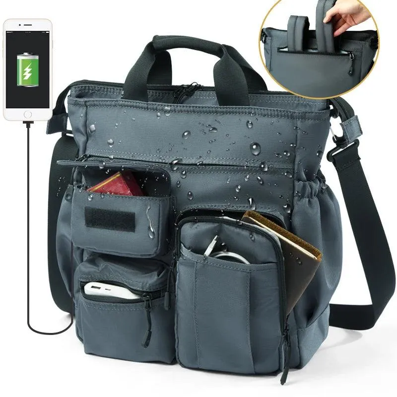 Business Briefcase Multifunction Fashion Shoulder Messenger Bag with USB Port