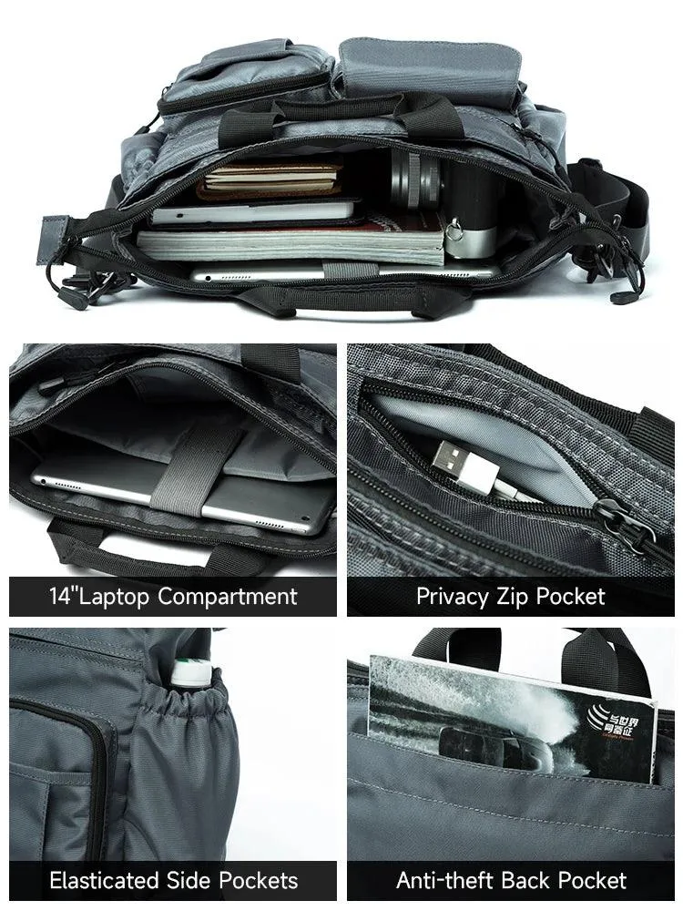 Business Briefcase Multifunction Fashion Shoulder Messenger Bag with USB Port