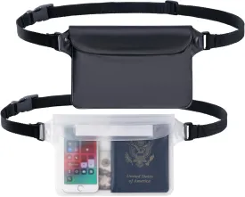 CADONO 2-Pack Waterproof Pouch with Adjustable Waist Strap | Screen Touch Sensitive Dry Bag, Keep Your Phone and Valuables Dry, Perfect for Swimming Kayaking Boating Fishing Beach Diving