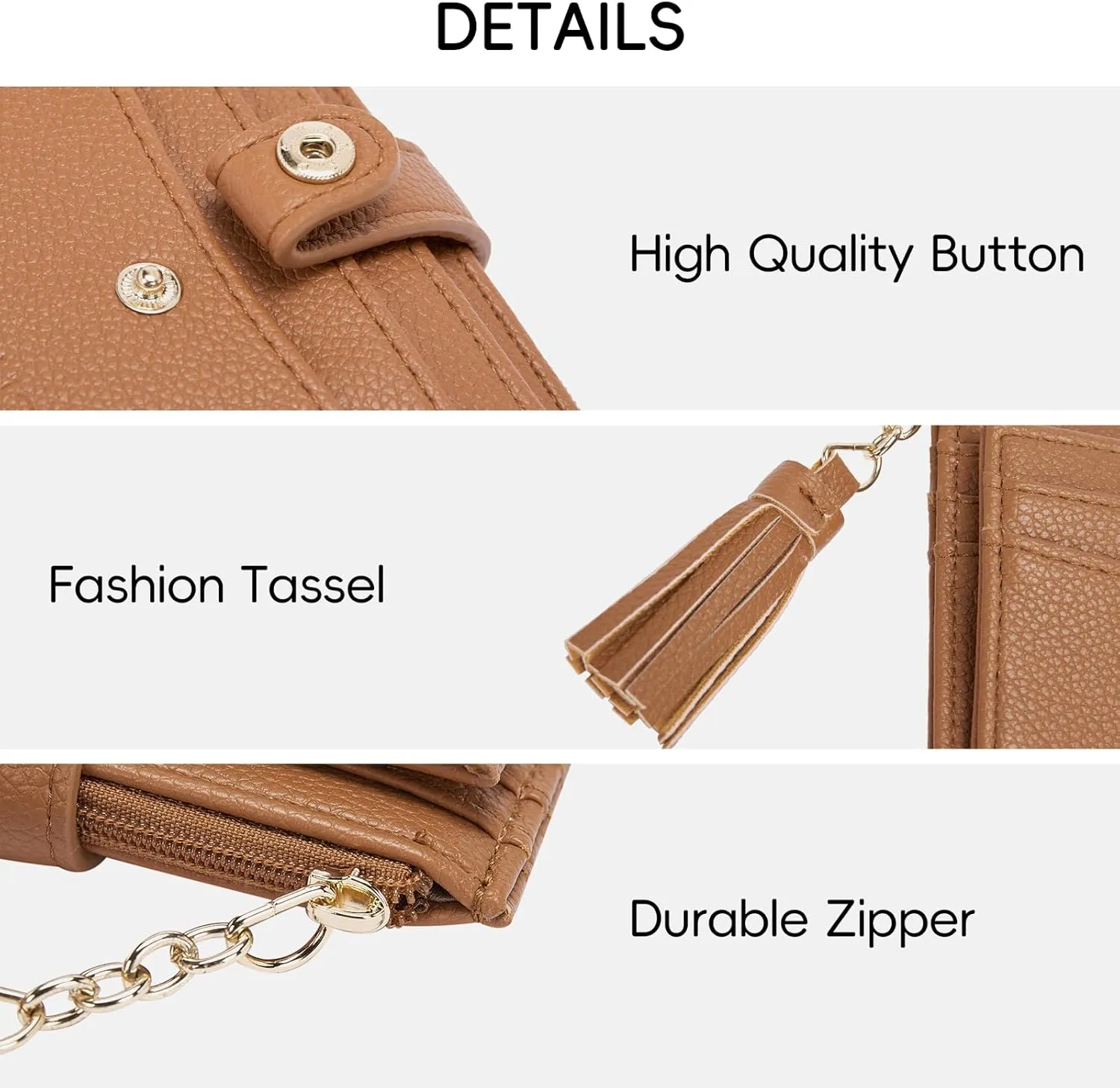 CLUCI Small Womens Wallet RFID Blocking Credit Card Holder with ID Window Leather Slim Card Wallets for Women Brown
