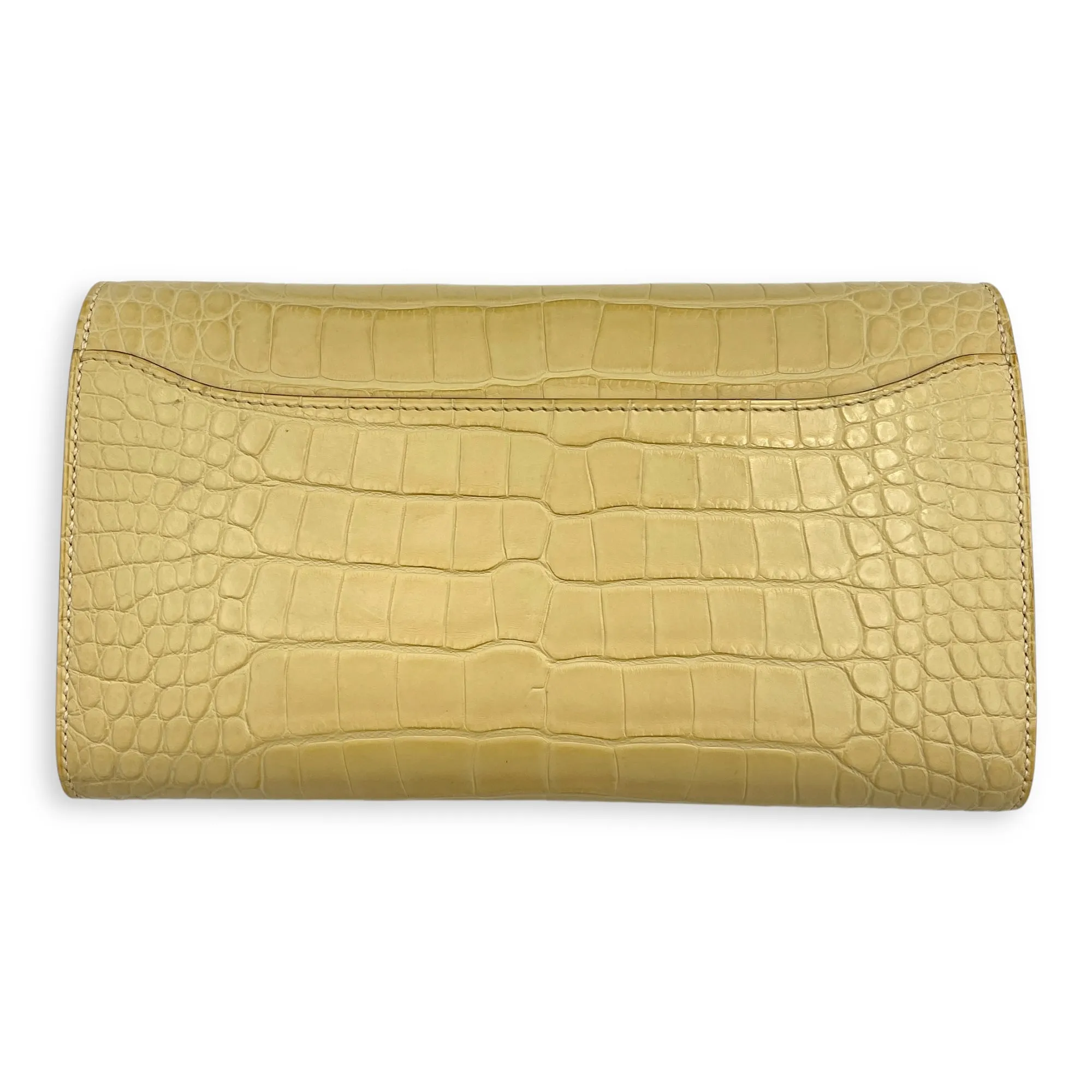 Constance To Go Vanille Wallet On Chain in Matte Alligator, Gold hardware