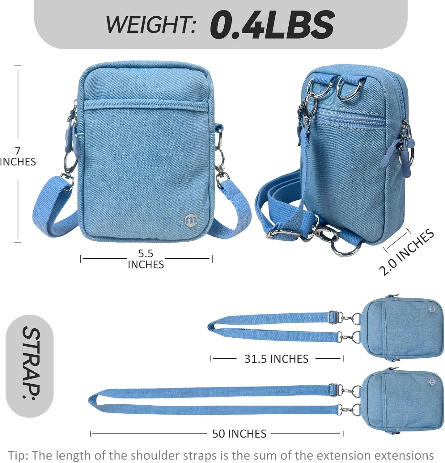 Crossbody Bag Sling bag for Women Men with RFID Card Slot - 5in1 Fanny Packs for Women Cross Body with 2 Adjustable Straps
