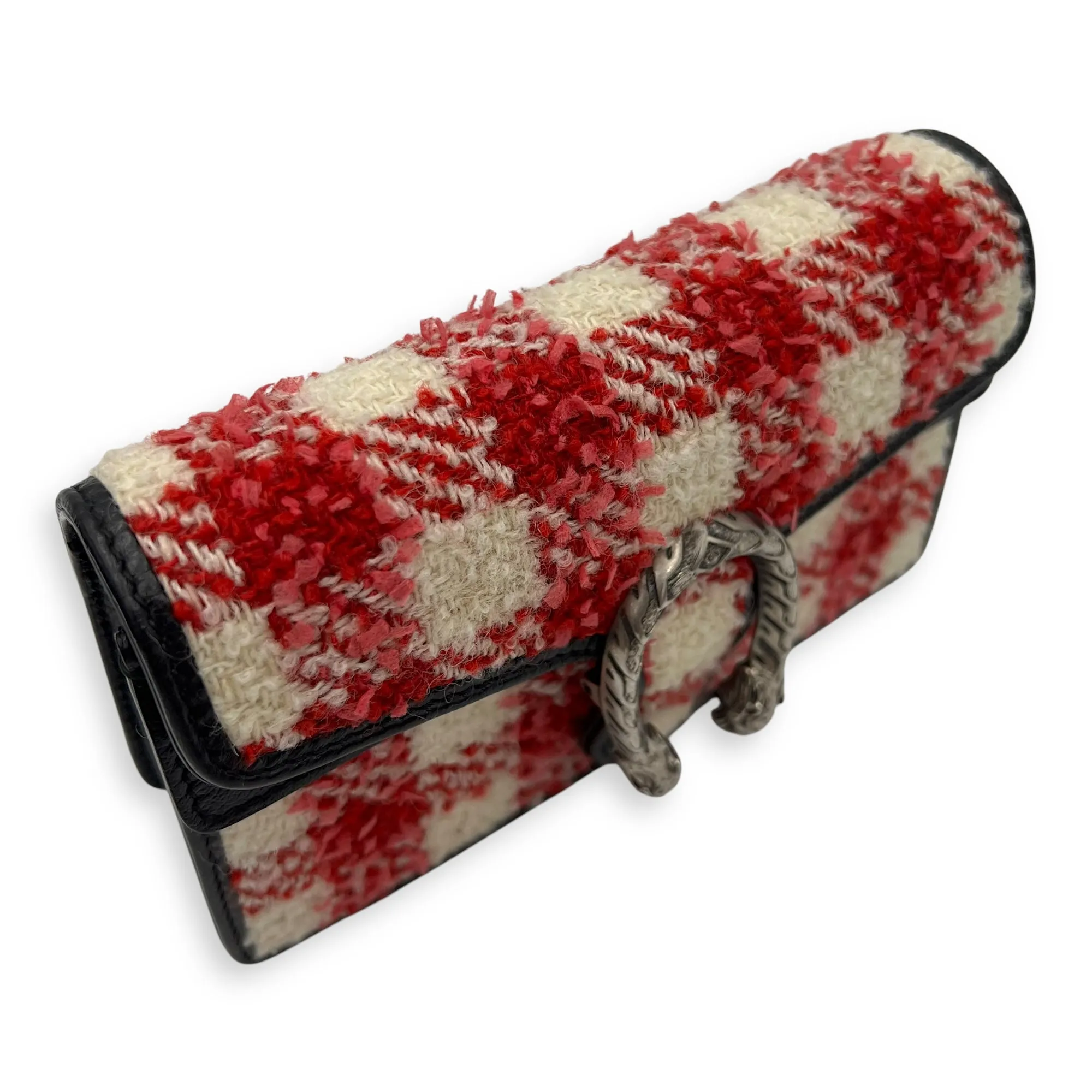 Dionysus Super Mini Red Crossbody Bag in Tweed, Ruthenium hardware