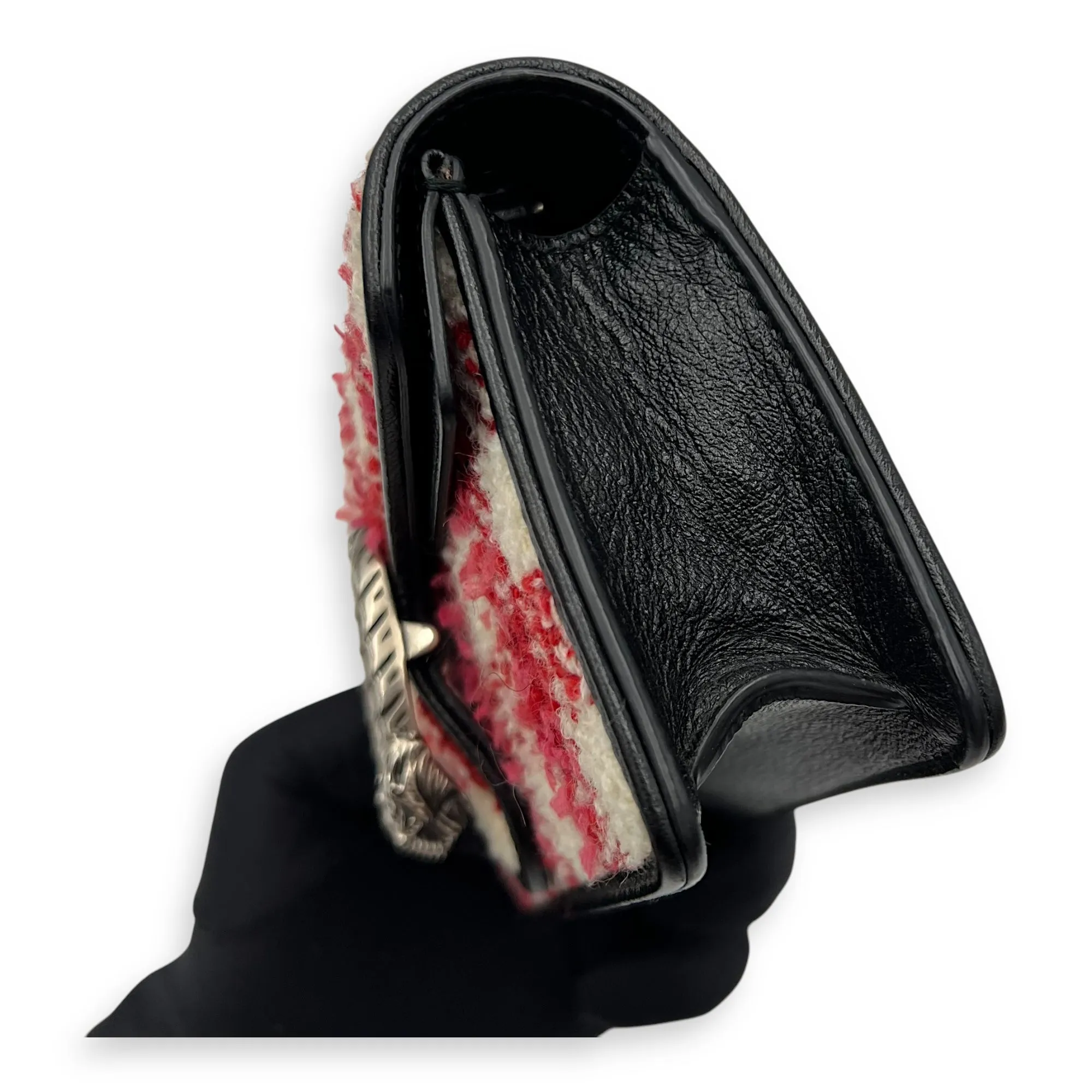 Dionysus Super Mini Red Crossbody Bag in Tweed, Ruthenium hardware