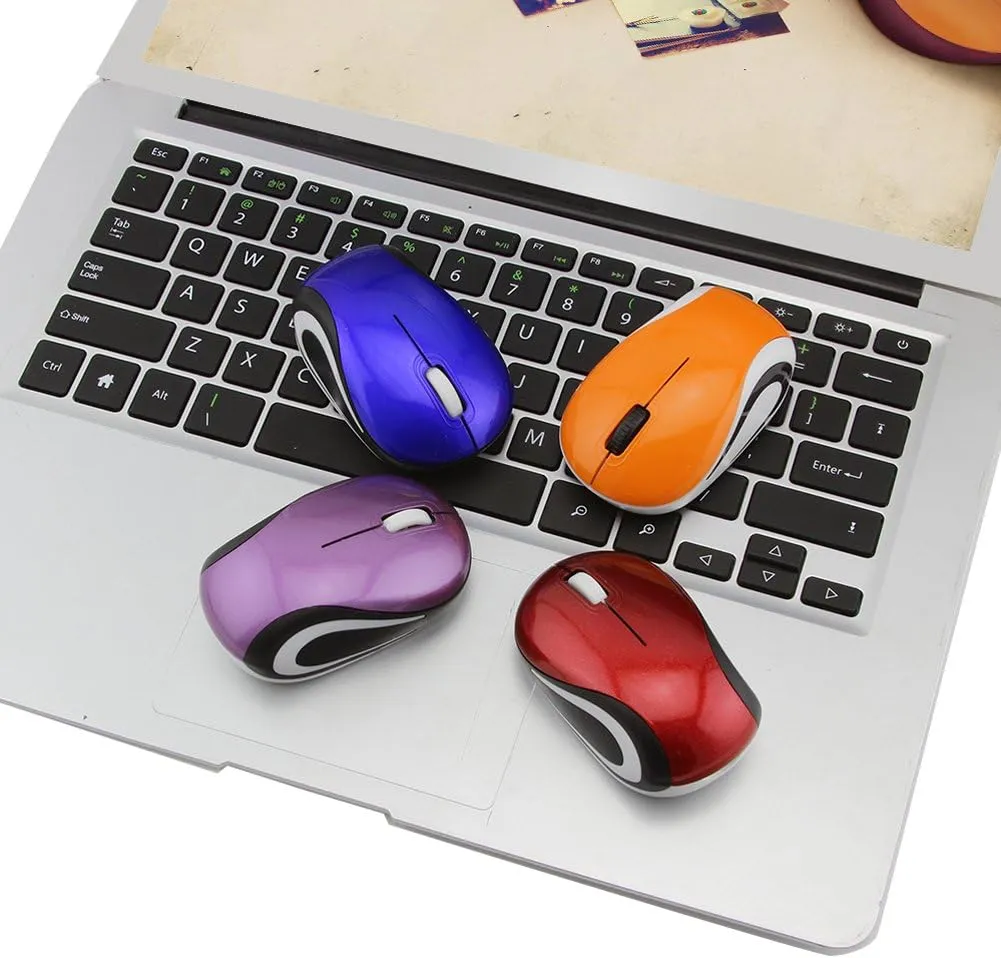 elec Space Mini Small Wireless Mouse for Travel Optical Portable Mini Cordless Mice with USB Receiver for PC Laptop Computer (Blue)