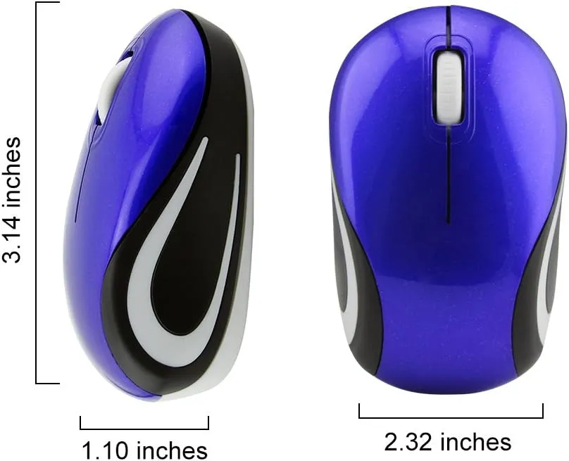 elec Space Mini Small Wireless Mouse for Travel Optical Portable Mini Cordless Mice with USB Receiver for PC Laptop Computer (Blue)