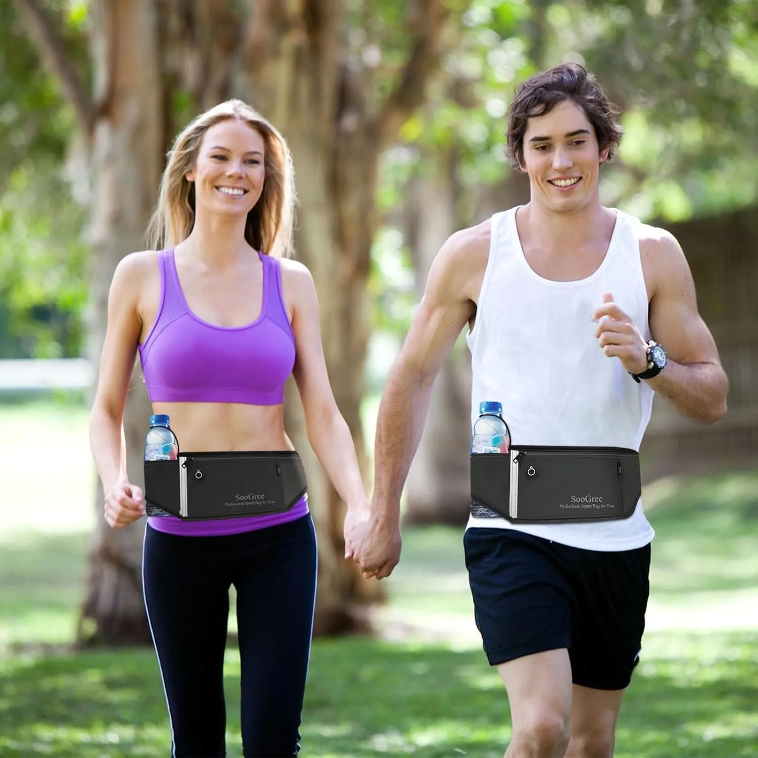 Fanny Packs for Women Men Slim Running Belt Waist Pack Runners Bag Waterproof Money Belt Phone Holder for Sports Hiking Traveling Walking Reflective Strip Adjustable Strap