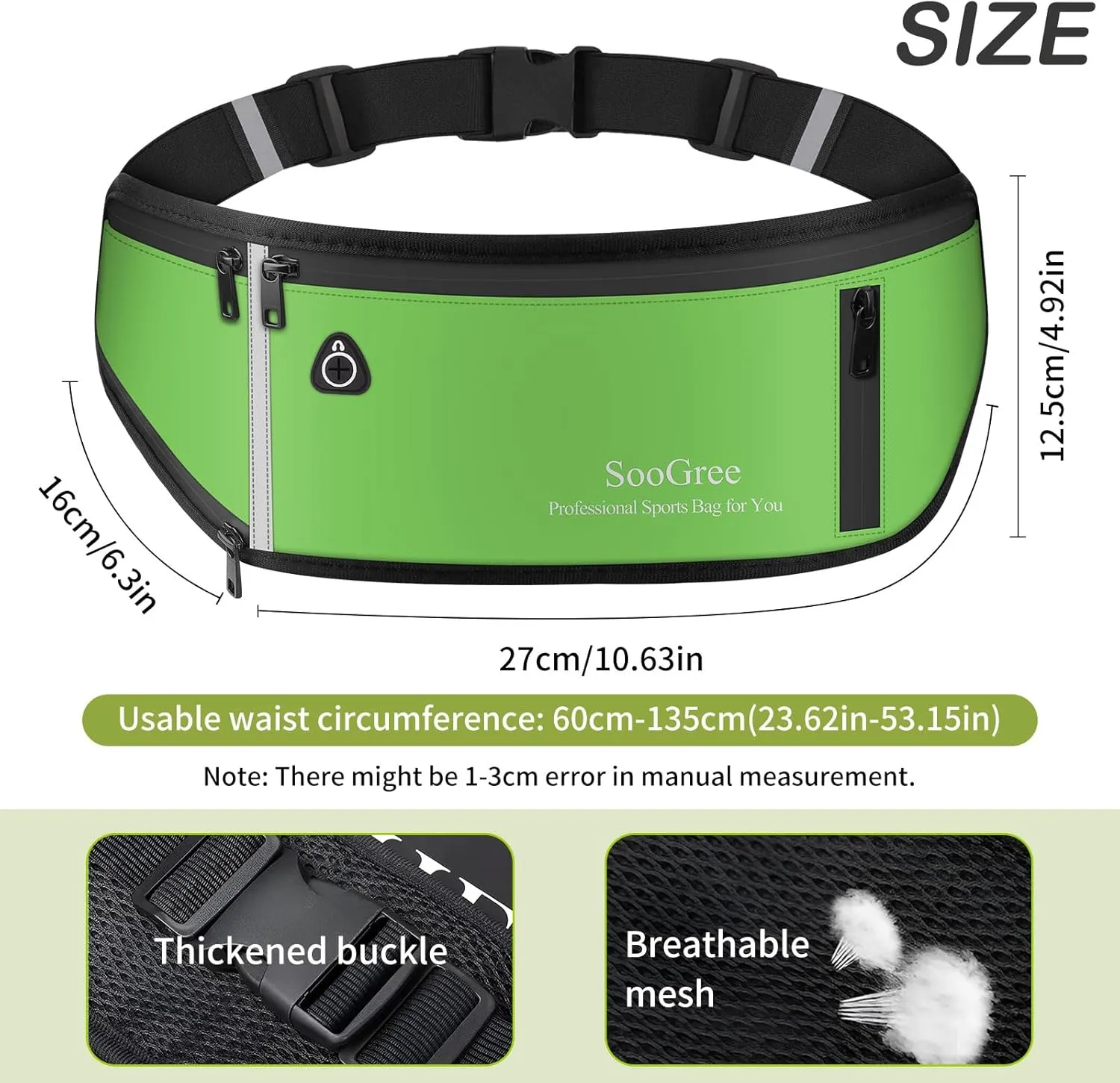 Fanny Packs for Women Men Slim Running Belt Waist Pack Runners Bag Waterproof Money Belt Phone Holder for Sports Hiking Traveling Walking Reflective Strip Adjustable Strap
