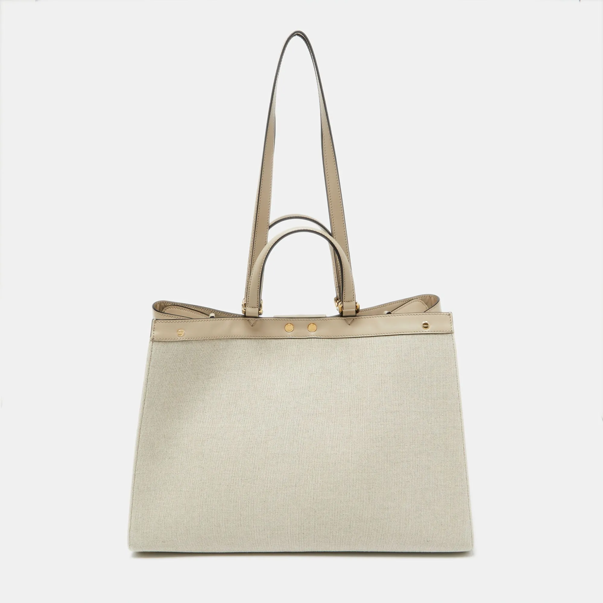 Fendi Beige Zucca Canvas And Leather Medium Ff Peekaboo X Tote..