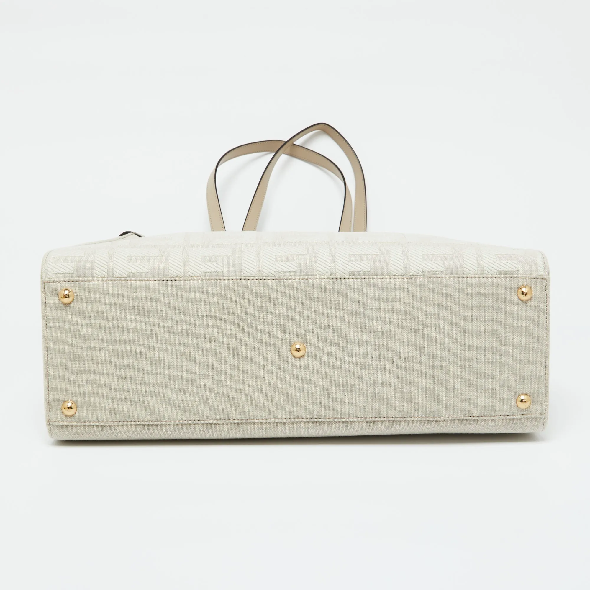 Fendi Beige Zucca Canvas And Leather Medium Ff Peekaboo X Tote..