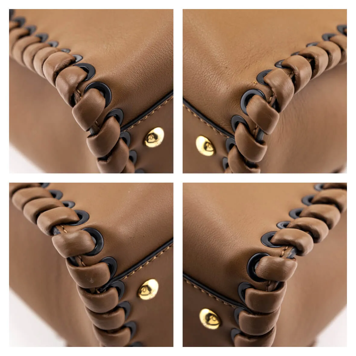 Fendi Brown Whipstitched Leather Large Peekaboo