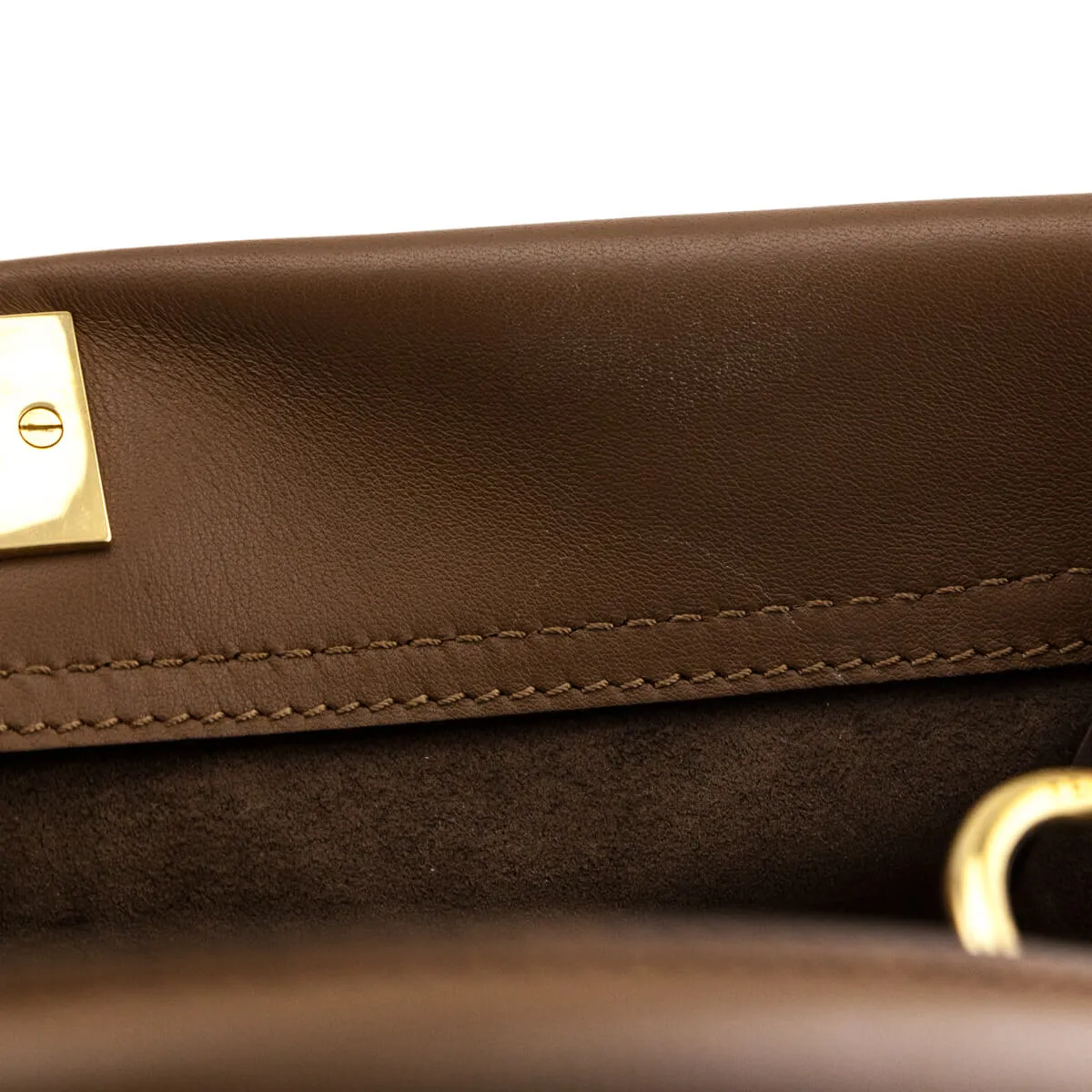 Fendi Brown Whipstitched Leather Large Peekaboo