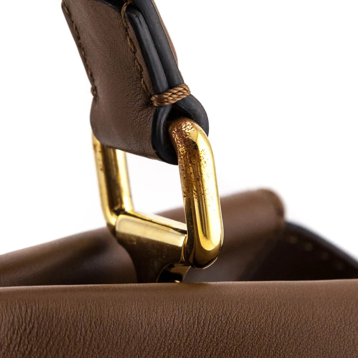 Fendi Brown Whipstitched Leather Large Peekaboo