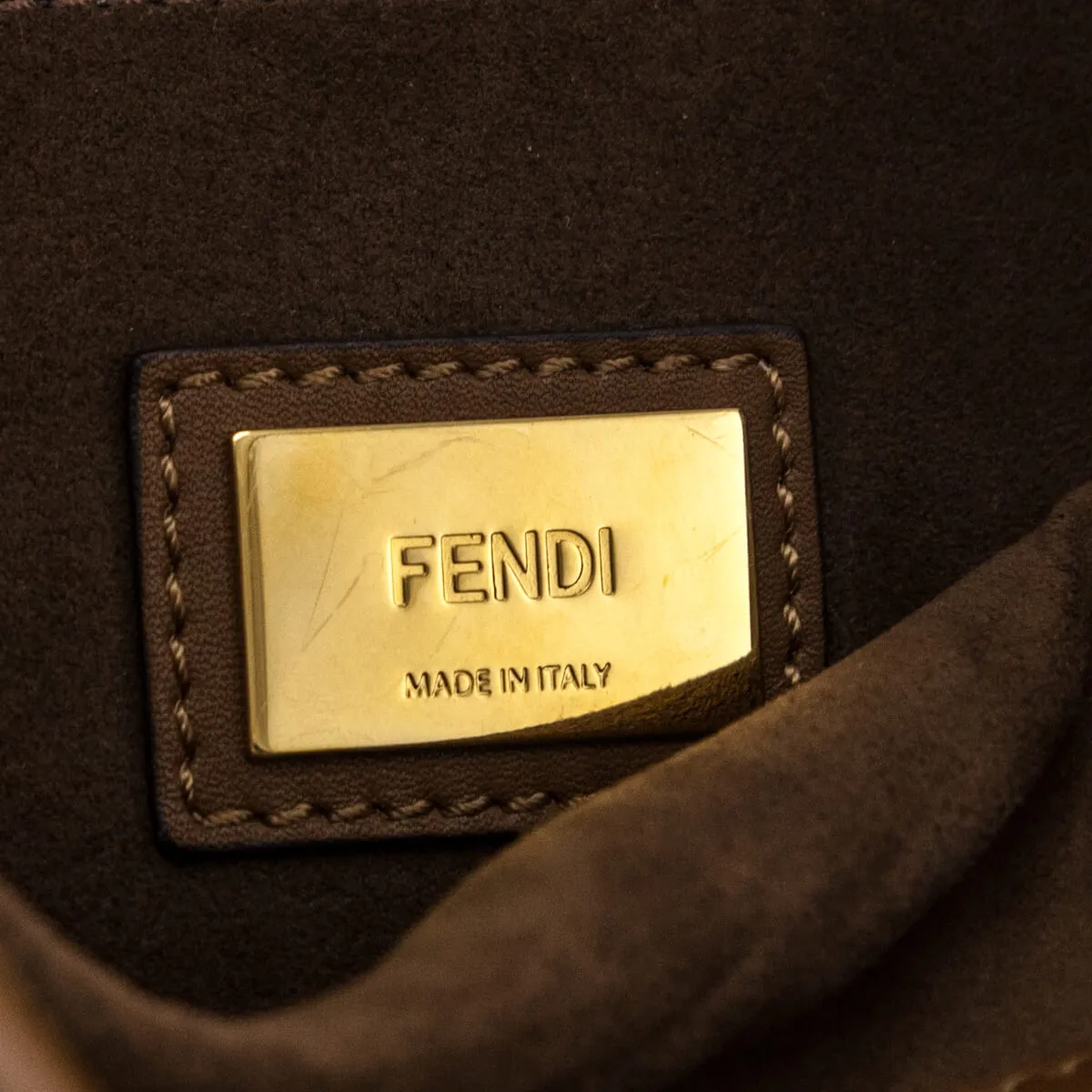 Fendi Brown Whipstitched Leather Large Peekaboo