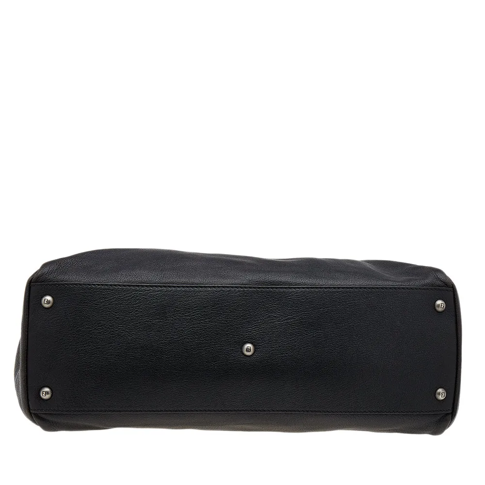 Fendi /dark Leather Large Peekaboo Top Handle Bag