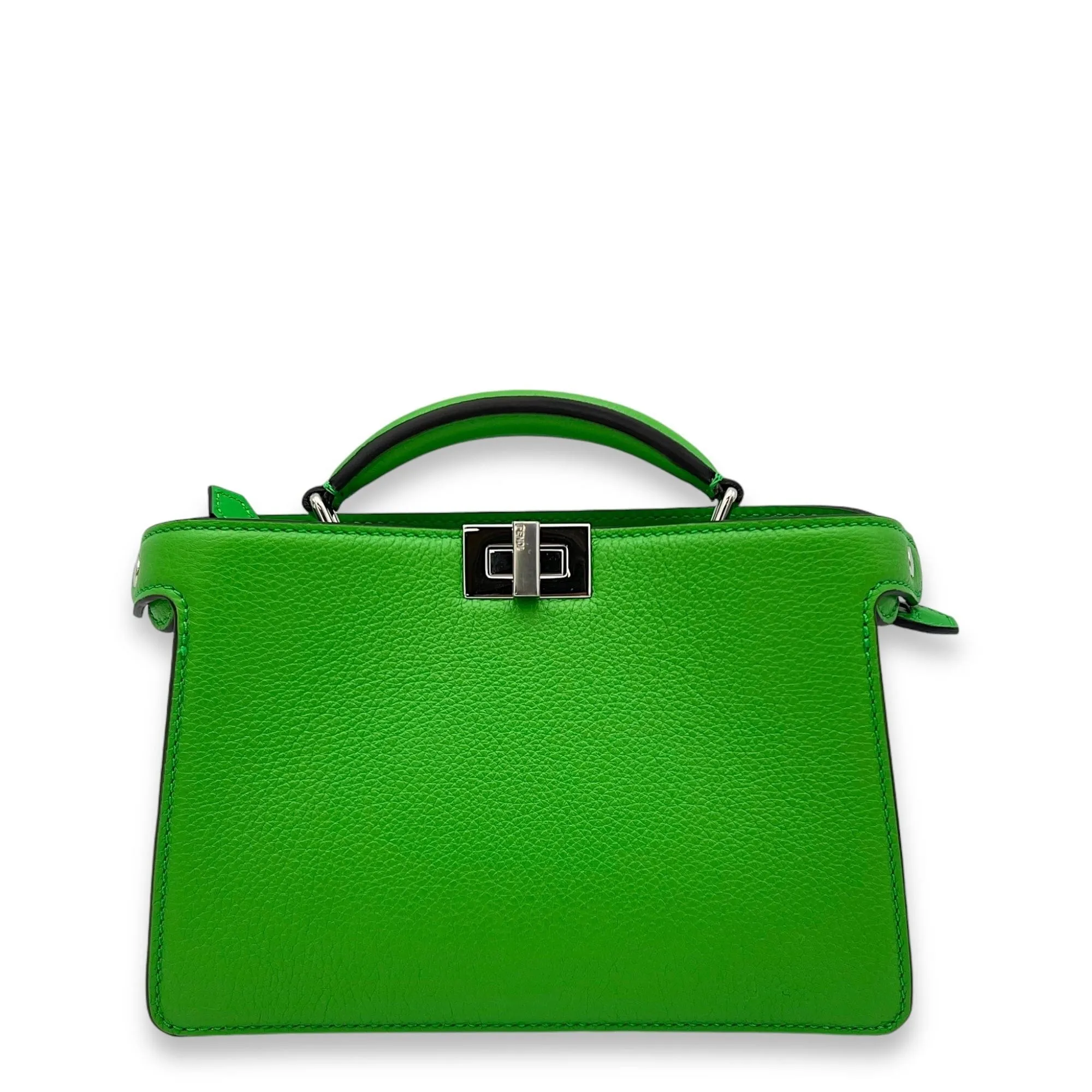 Fendi Peekaboo Crossbody Bag Mini Green in Calfskin, Silver hardware C2411-002236VZ