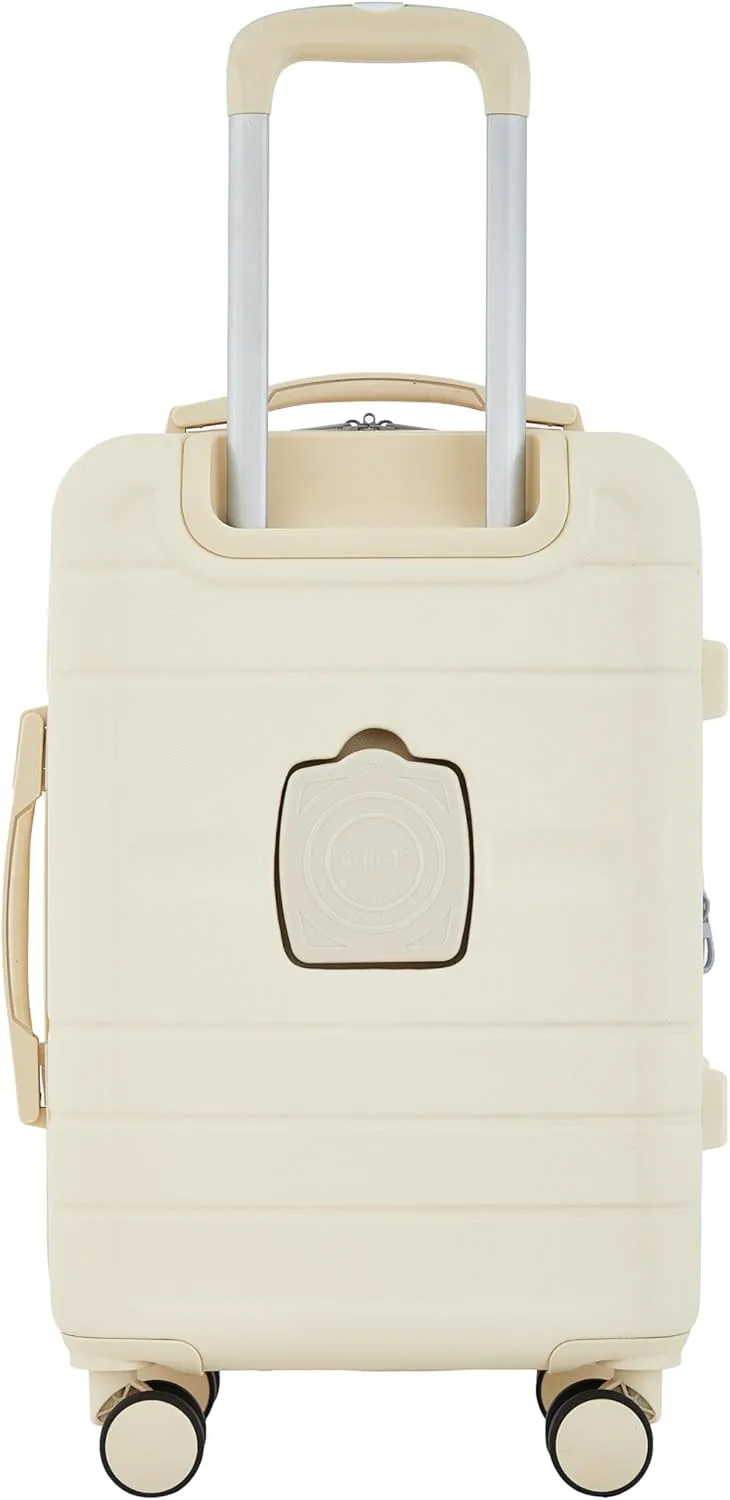 French Connection St. Martin Carry-On Luggage with Cup Holder/USB Ports, Whitecap Gray
