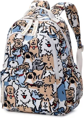 Girl Backpack Dog Print Backpack for Girls Boys Elementary Students Book Bag School Bags for Students