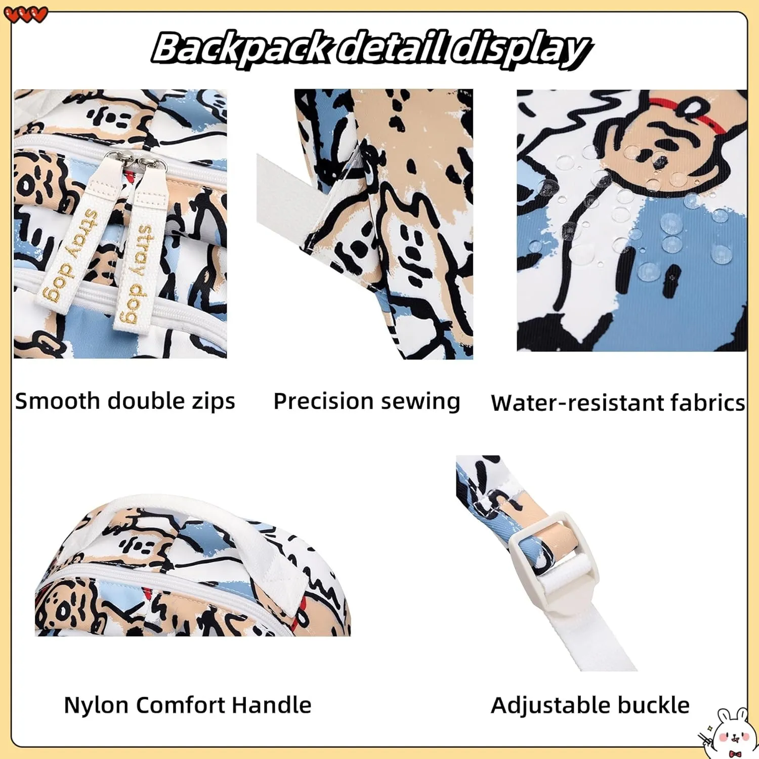 Girl Backpack Dog Print Backpack for Girls Boys Elementary Students Book Bag School Bags for Students