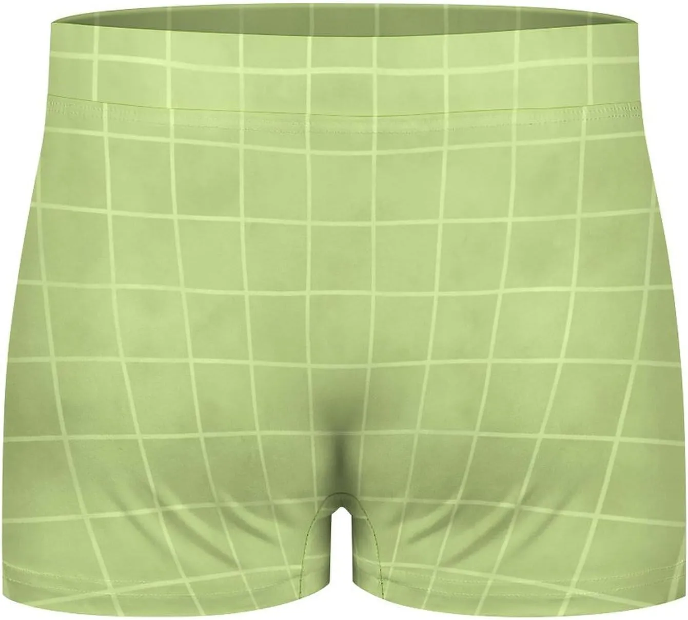 Green Brown Hand Drawn Grid Print Mens Underwear, Soft Boxers for Men, Moisture-Wicking Breathable Boxer Briefs