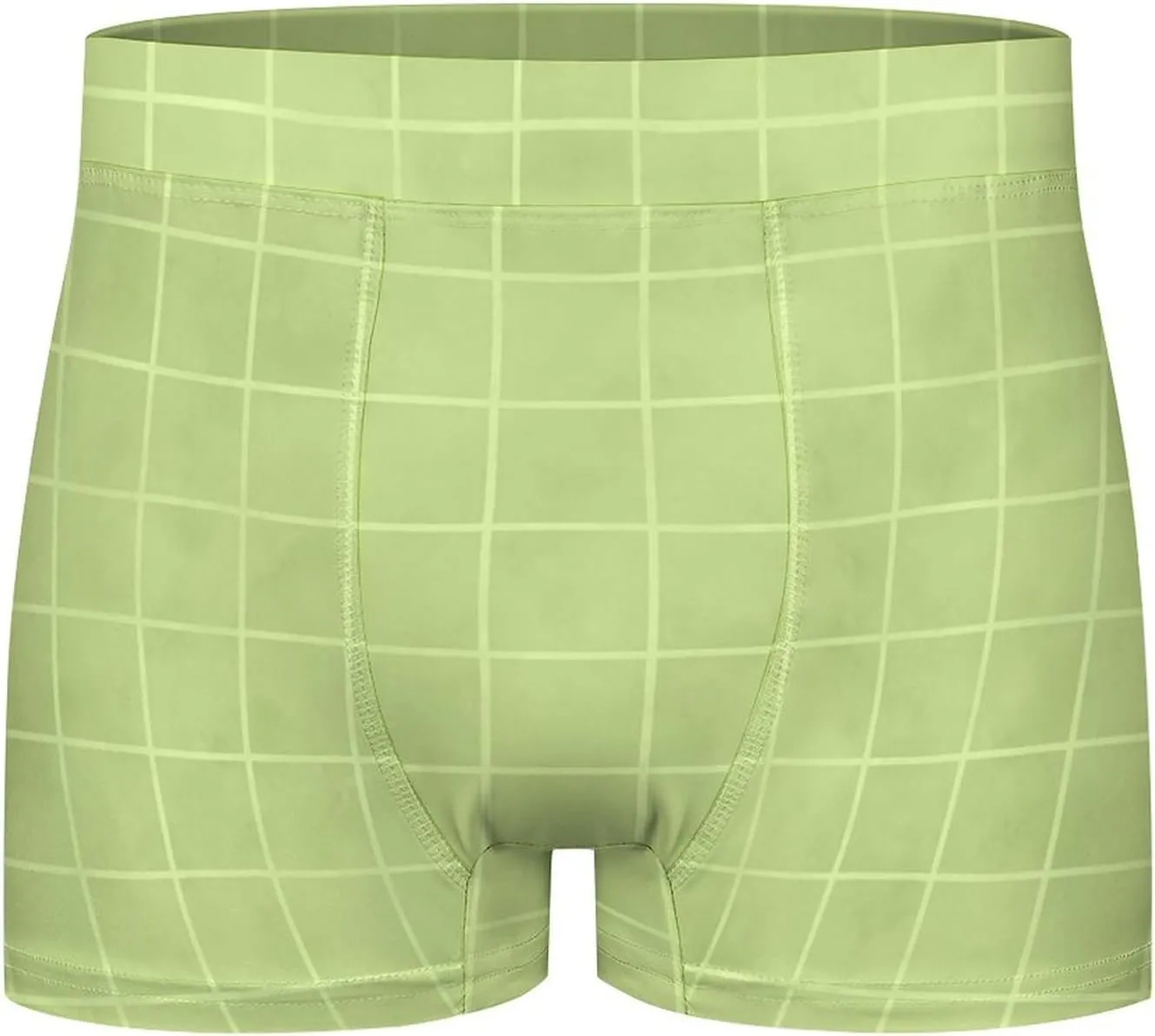 Green Brown Hand Drawn Grid Print Mens Underwear, Soft Boxers for Men, Moisture-Wicking Breathable Boxer Briefs