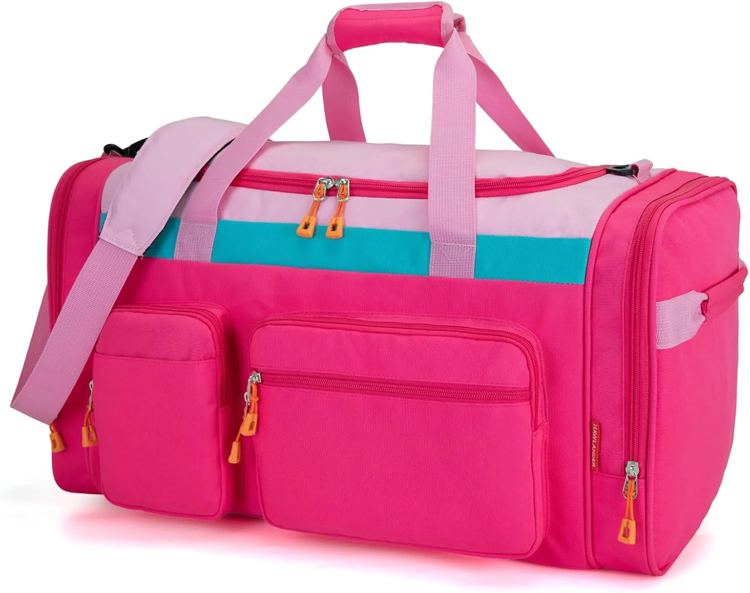 HawLander Large Kids Duffle Bag for Travel, Overnight, or Weekender, 20" inch (Pink Rose)
