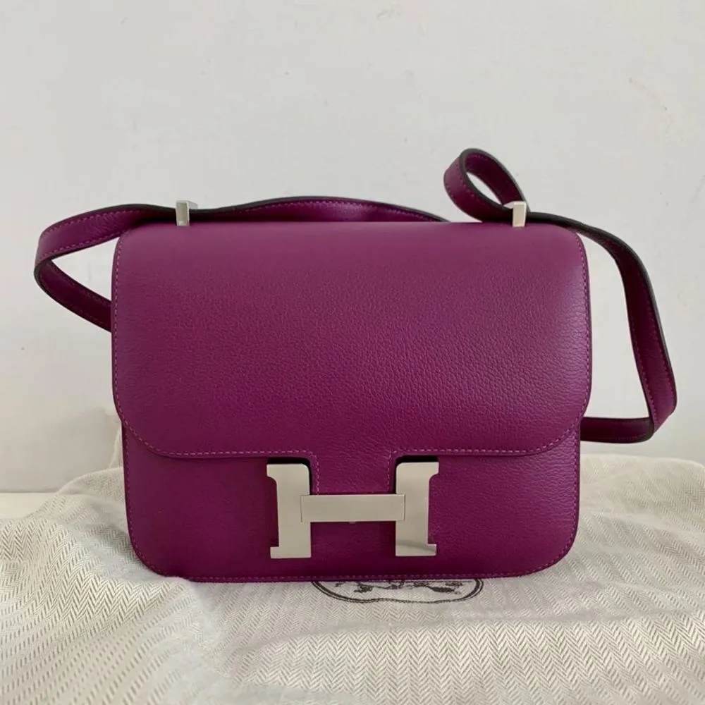 Hermès Constance 18 Anemone Evercolor Palladium Hardware PHW
