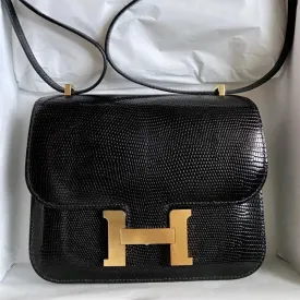 Hermès Constance 18 Noir (Black) Varanus Niloticus Gold Hardware GHW