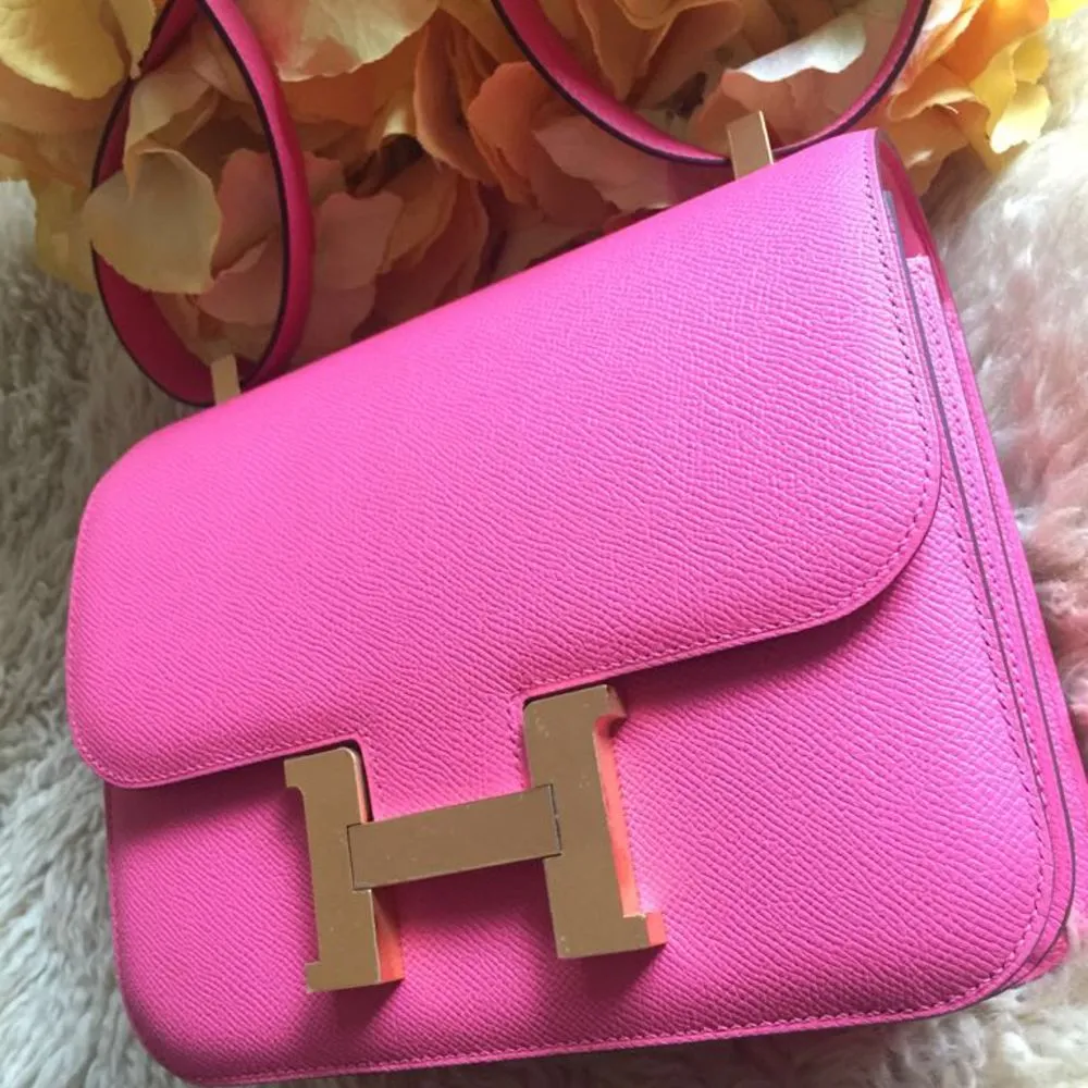 Hermès Constance HSS 24 Rose Azalee Epsom Gold Hardware GHW